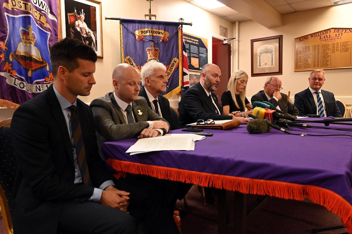 STAND-OFF: Alastair Power of Portadown District addresses the media at the height of hte latest Drumcree controversy