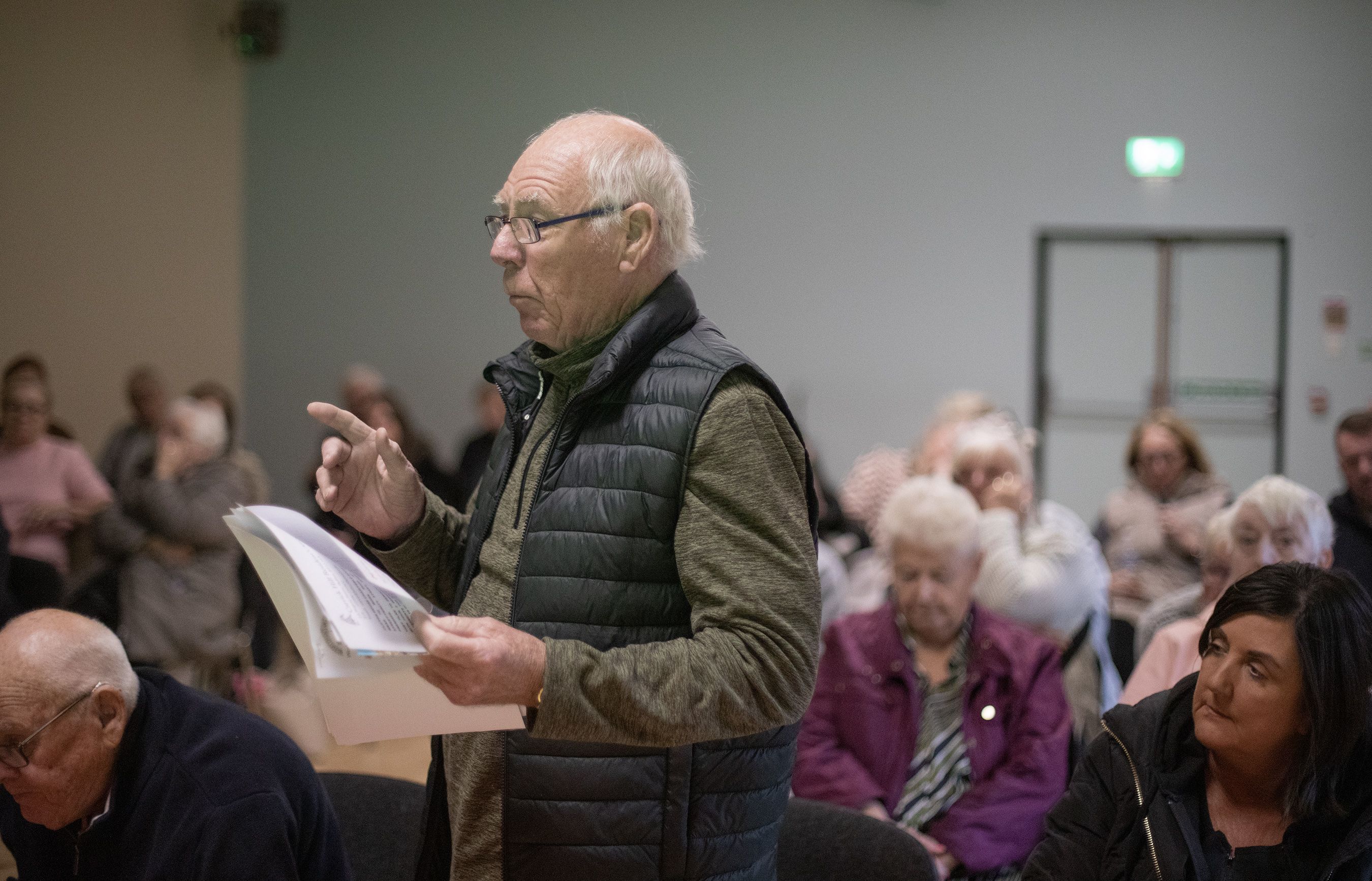 FRUSTRATED: Frank Dempsey from Carrick Hill Residents\' Association speaking during the public meeting