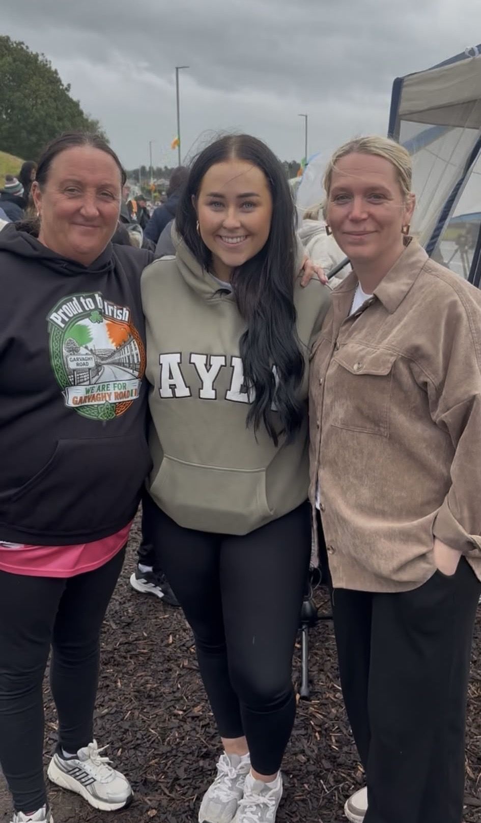SINGER: Chloe Fortune with Garvaghy Road residents during her visit to Portadown
