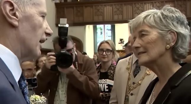 ONE-TO-ONE: Gregory Campbell confronts President Catherine Connolly in the Guildhall, Derry, about her choice of language