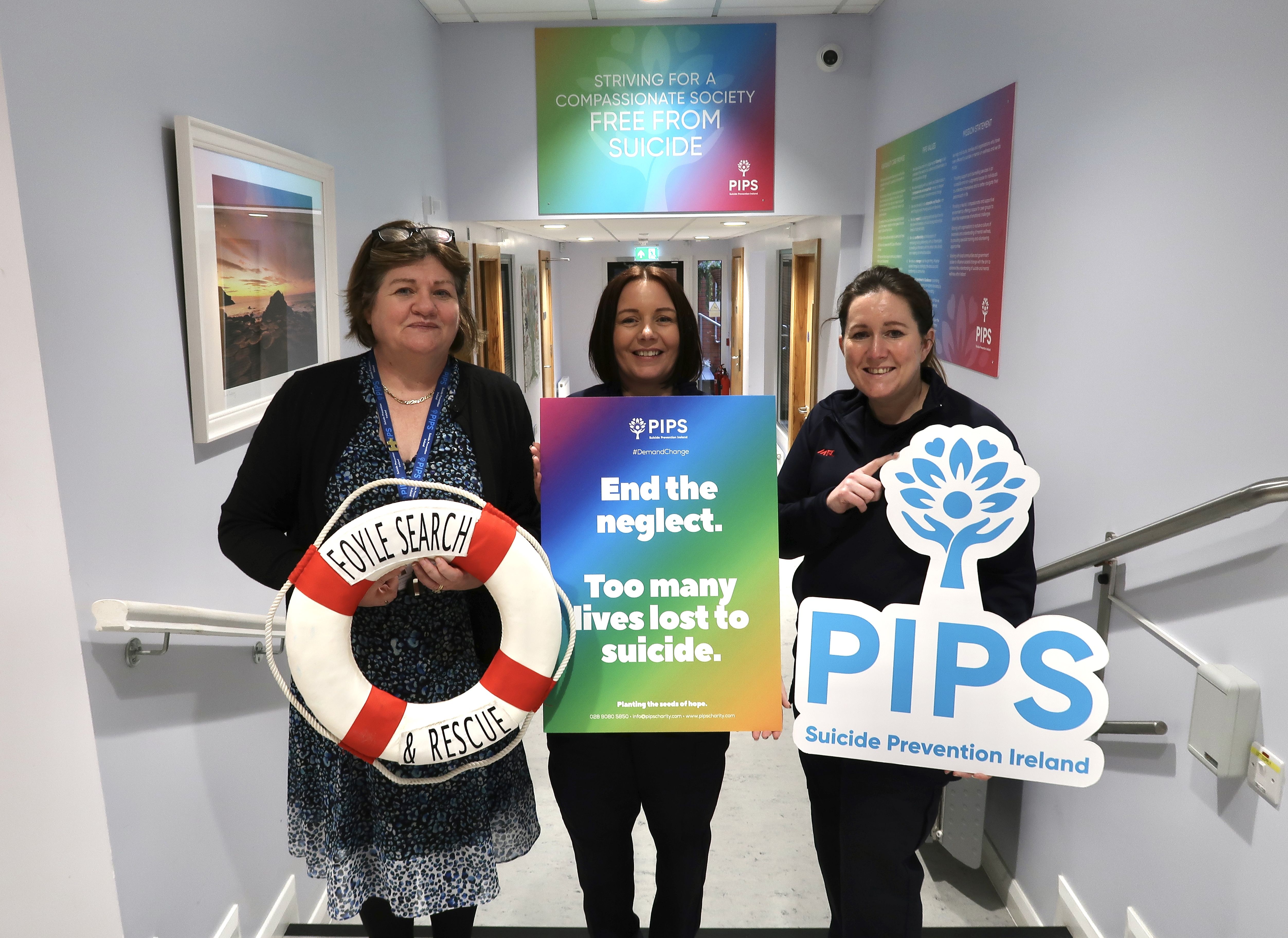 CALL FOR ACTION: Liz Graham from PIPS Charity with Christina McKeegan and Dawn Grieve from Foyle Search and Rescue