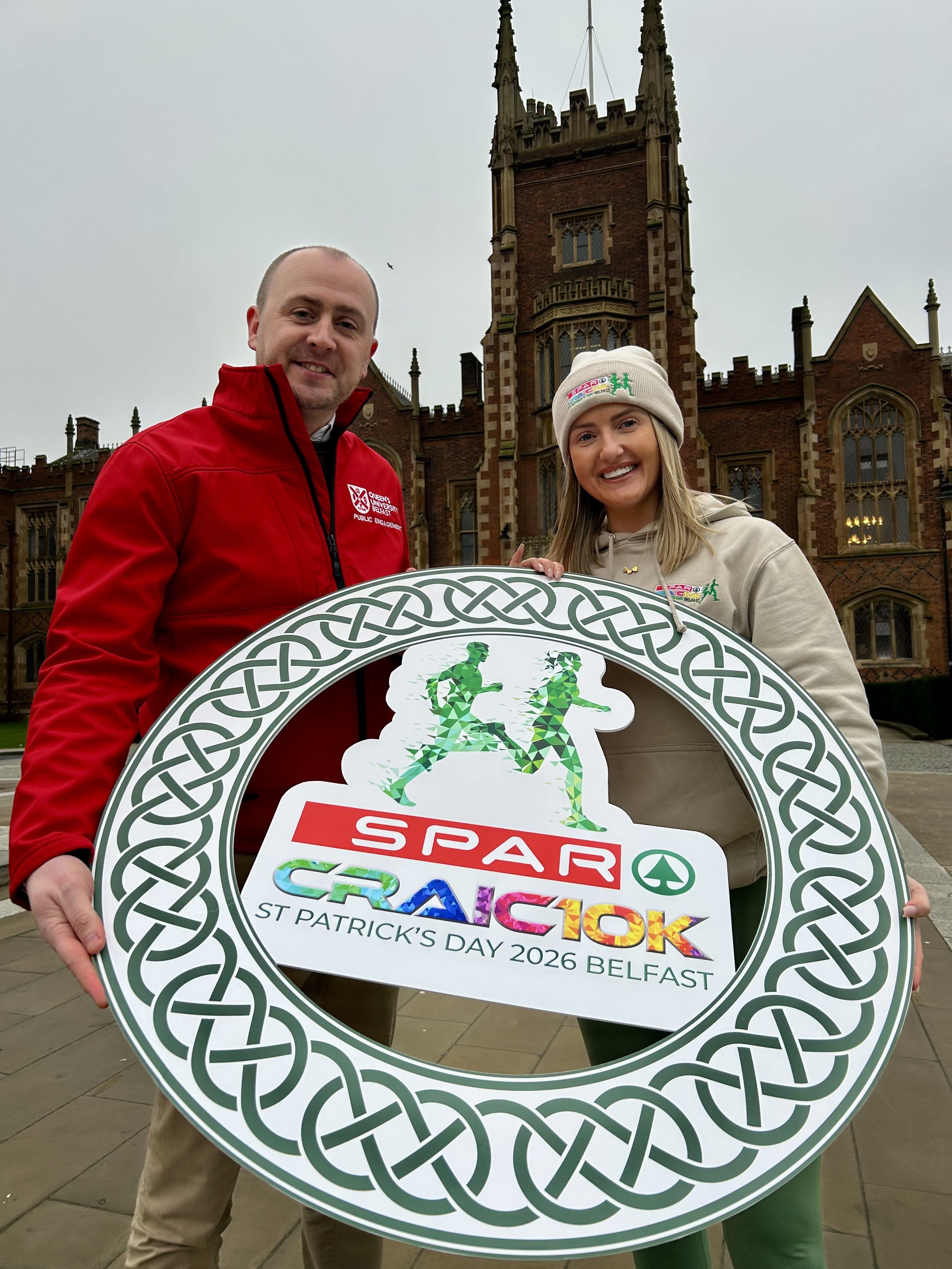 CRAIC READY: Ryan Rankin from Queen\'s University Belfast and Amy Dickinson, SPAR Craic 10k 
