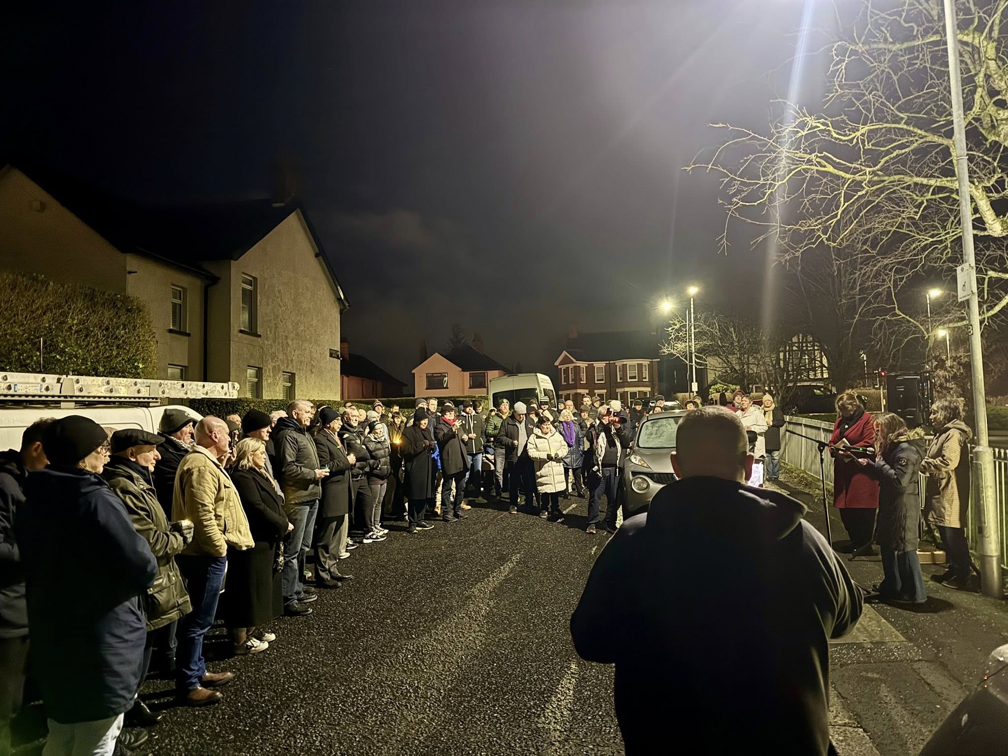 VIGIL: Crowds gathered close to Fortwilliam Drive on Sunday for the 37th anniversary of Pat Finucane 