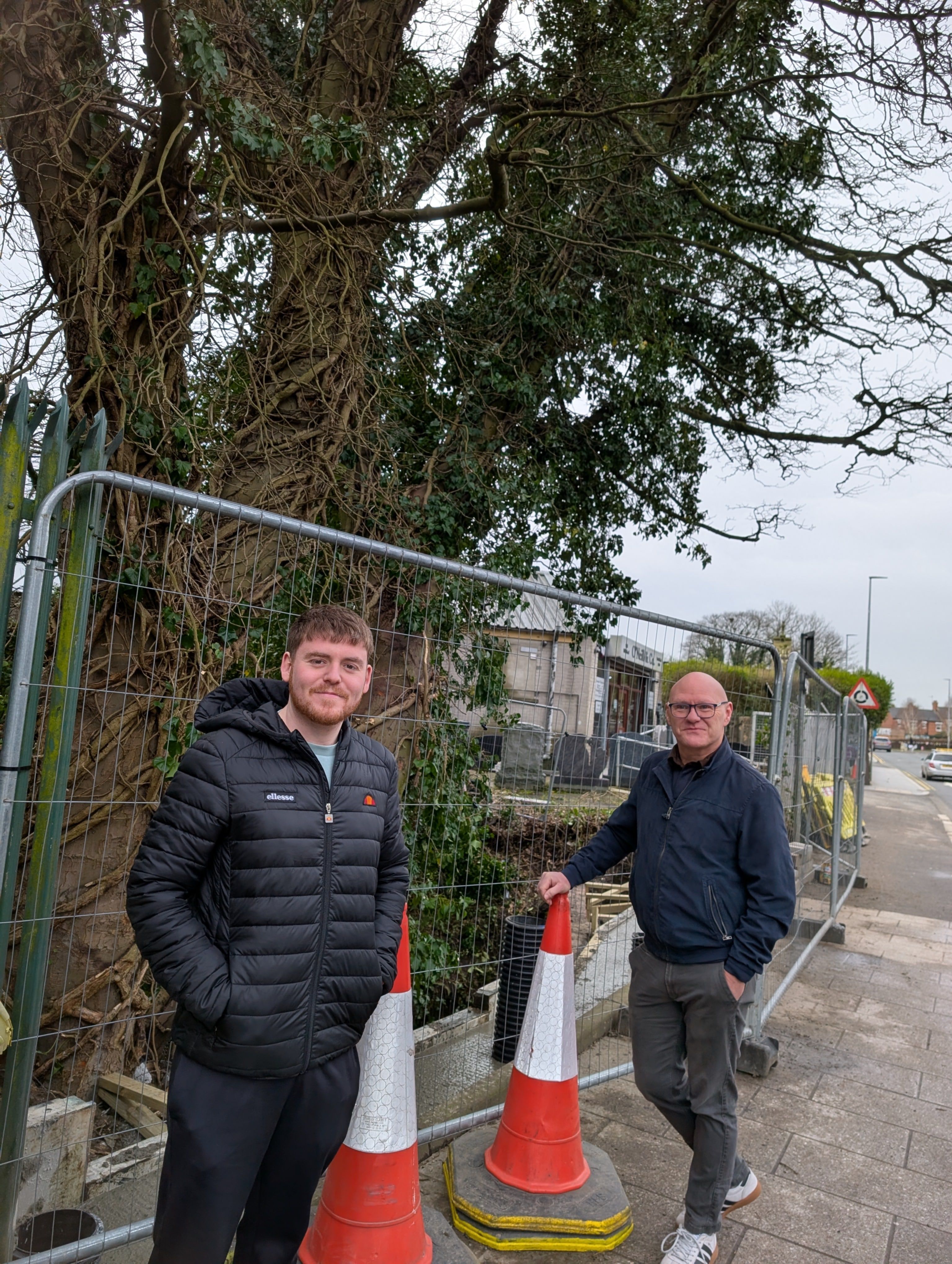 SAFETY WORK: Councillor Ronan McLaughlin and Paul Maskey MP at the site