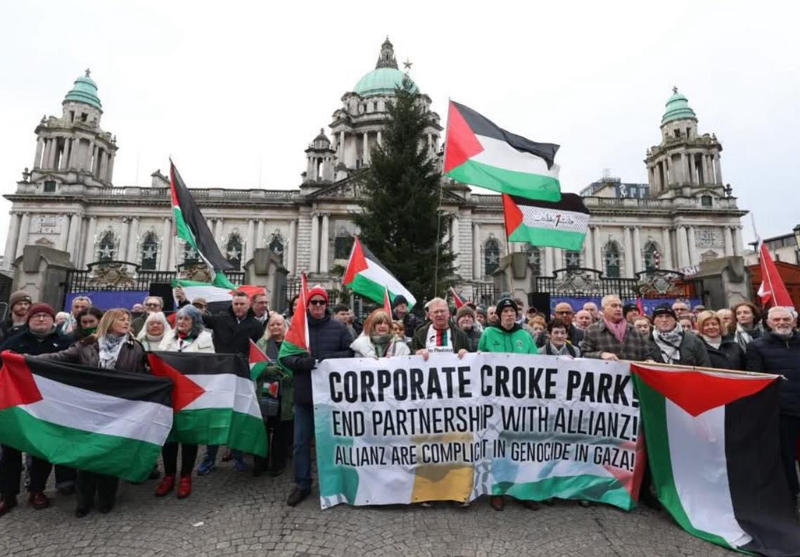 PROTEST: A recent demonstration in Belfast over GAA\'s relationship with Allianz