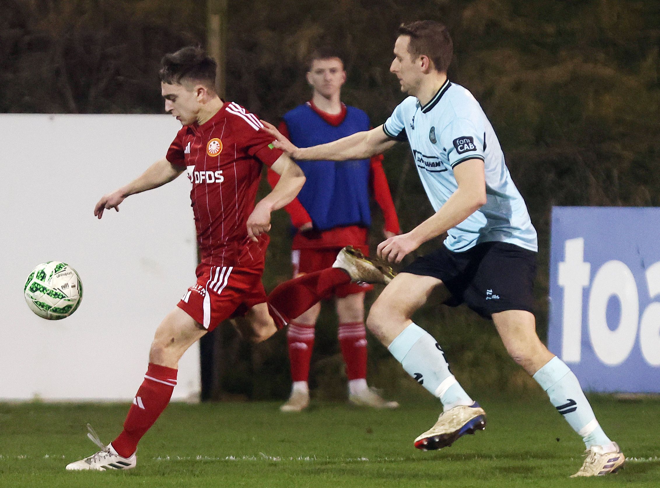 ON THE MARCH: Cliftonville earned a 2-0 win at Shamrock Park to keep their top six hopes alive