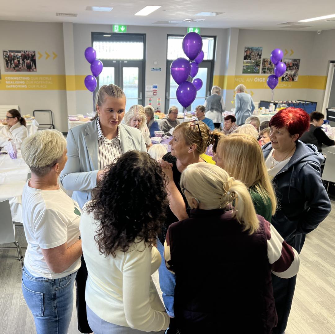 VISIT: Junior Minister Aisling Reilly MLA speaking to participants of the Woman to Woman project at Newhill Youth and Community Centre