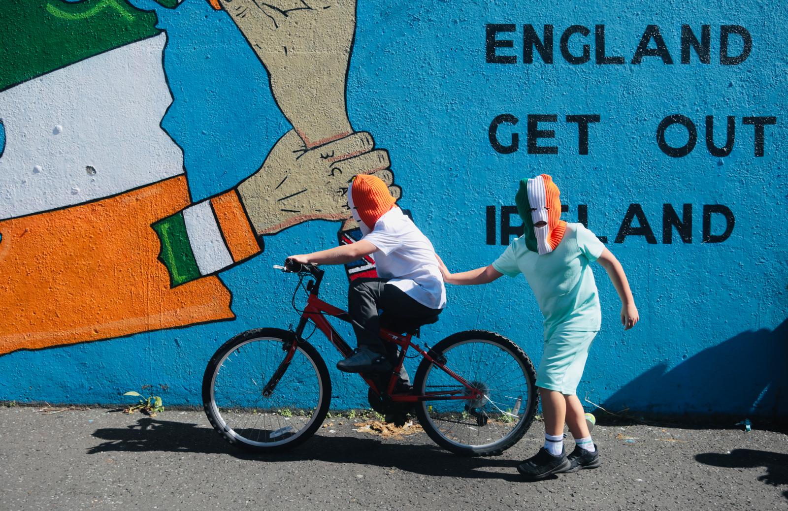 VICTORY: The Kneecap mural in Hawthorne Street in West Belfast