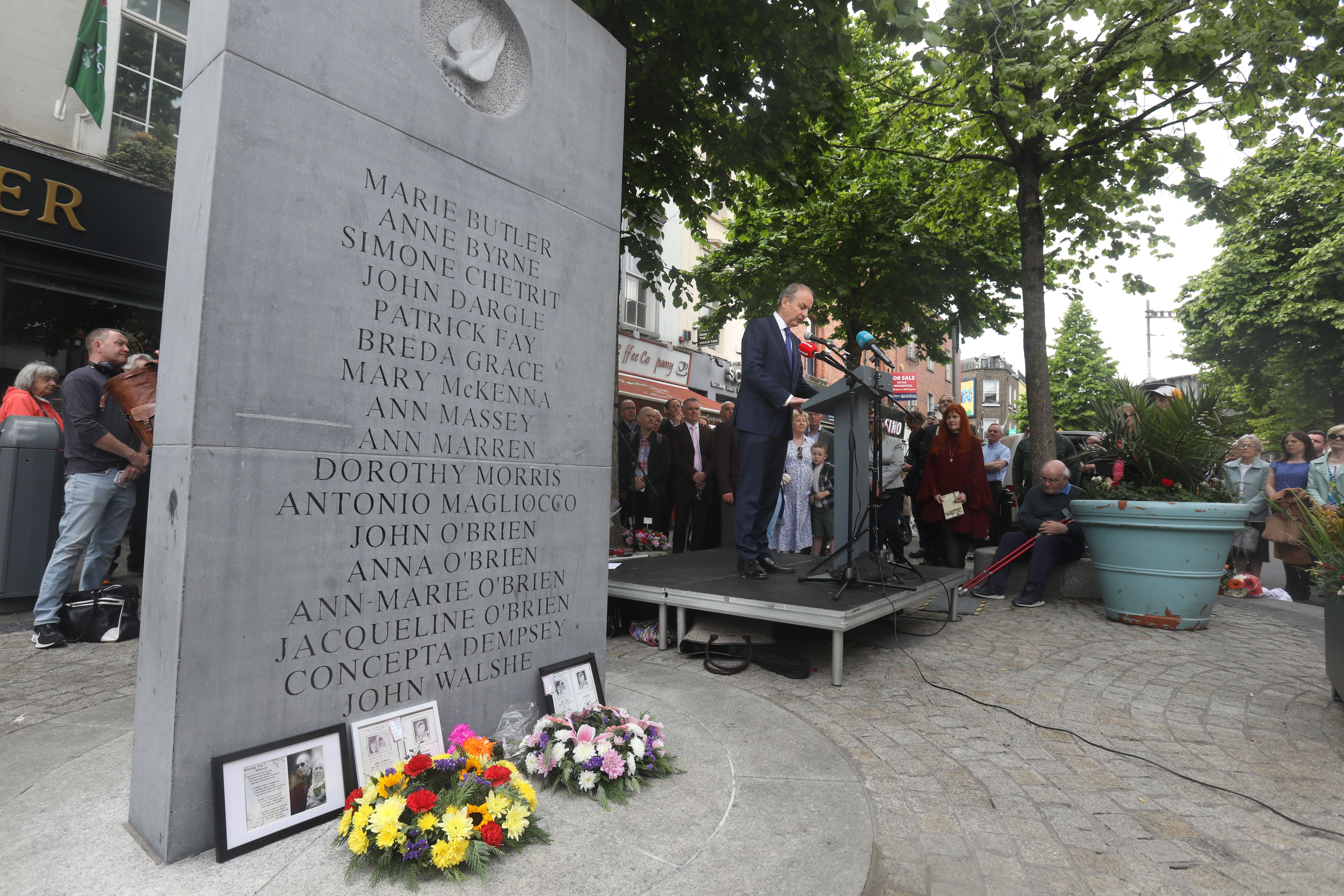 SLAUGHTER: Tánaiste and Fianna Fail leader Micheal Martin speaking at the Dublin and Monaghan Bombings Memorial in 2023, on the 49th anniversary of the series of attacks