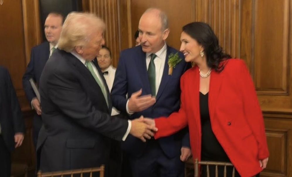 MERGER MEET: Taoiseach Micheál Martin introduces President Trump to deputy First Minister Emma Little-Pengelly