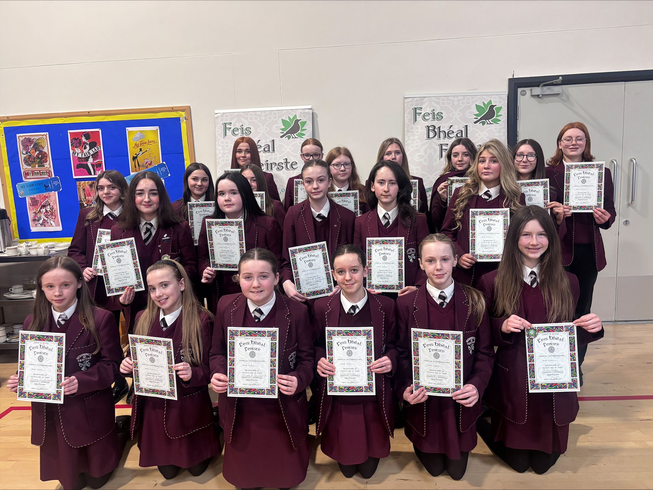MAITH SIBH: The St Dominic’s pupils who last week took part in Feis Bhéal Feirste