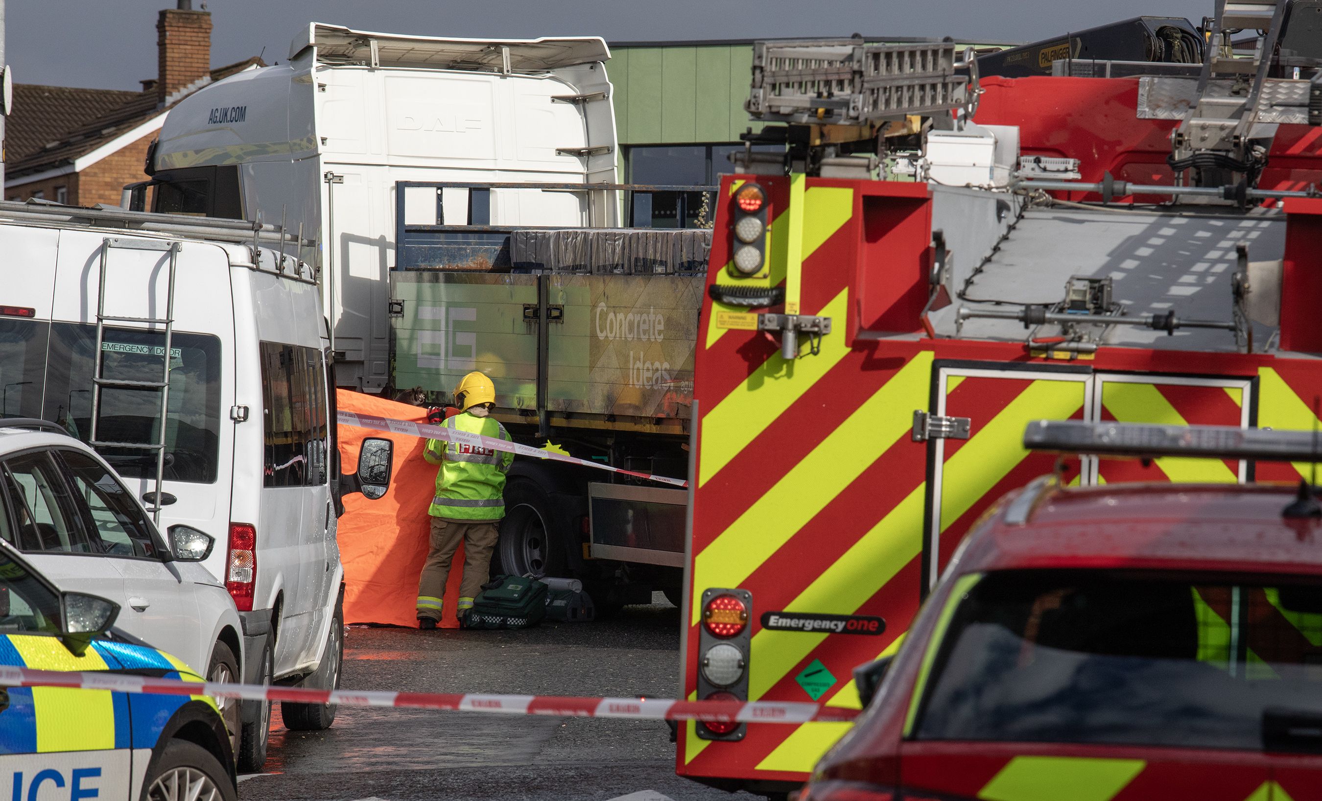 TRAGIC INCIDENT: Emergency services at the scene in Ardoyne Avenue on Tuesday afternoon
