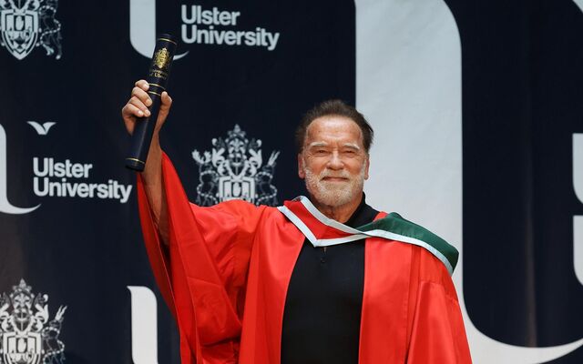Arnold Schwarzenegger receives Honorary Doctorate from Ulster University in Belfast 