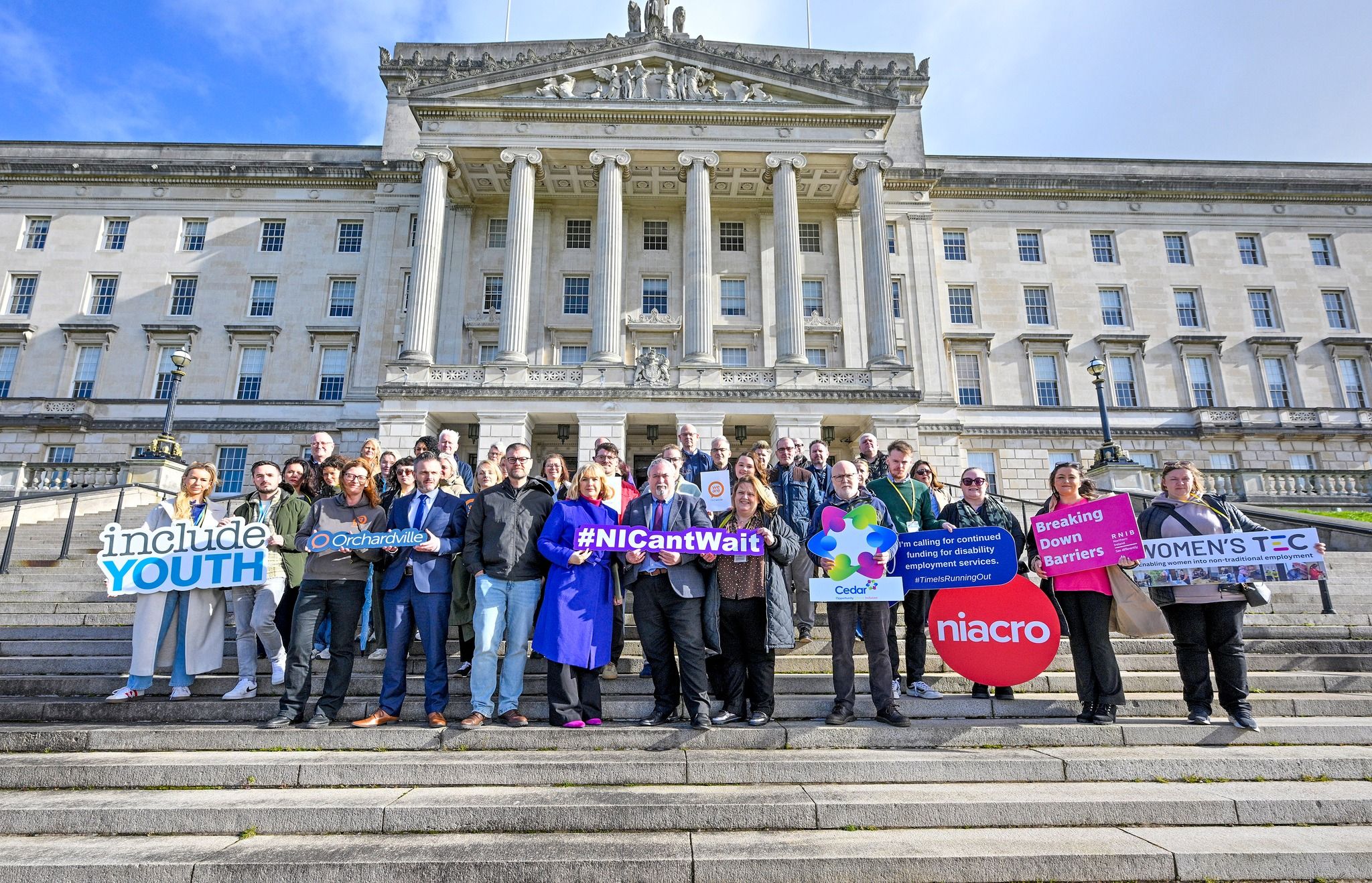 FUNDING CUTS: Some of the community groups affected protested at Stormont this week