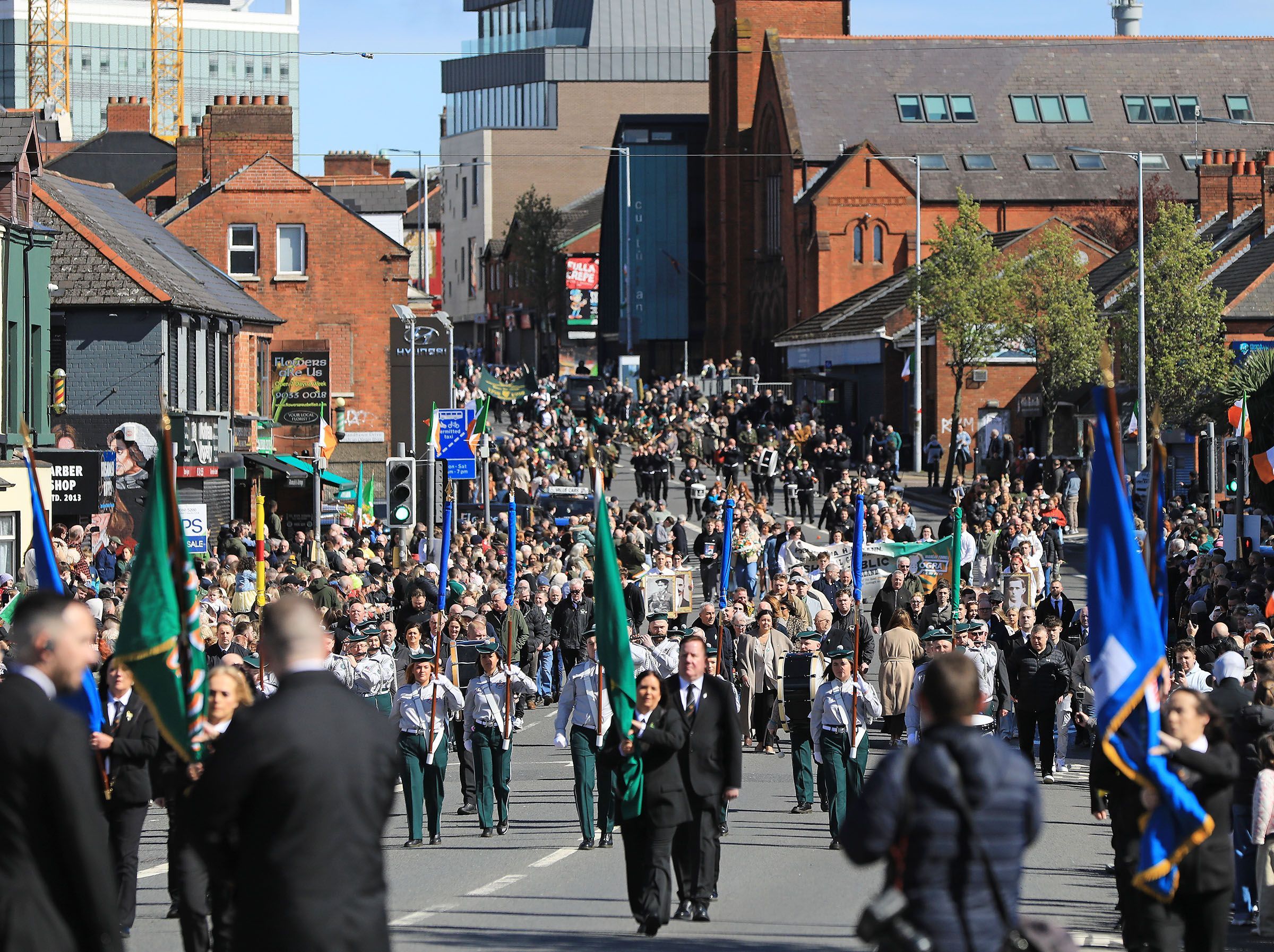 RISING: The main republican parade on the Falls Road today