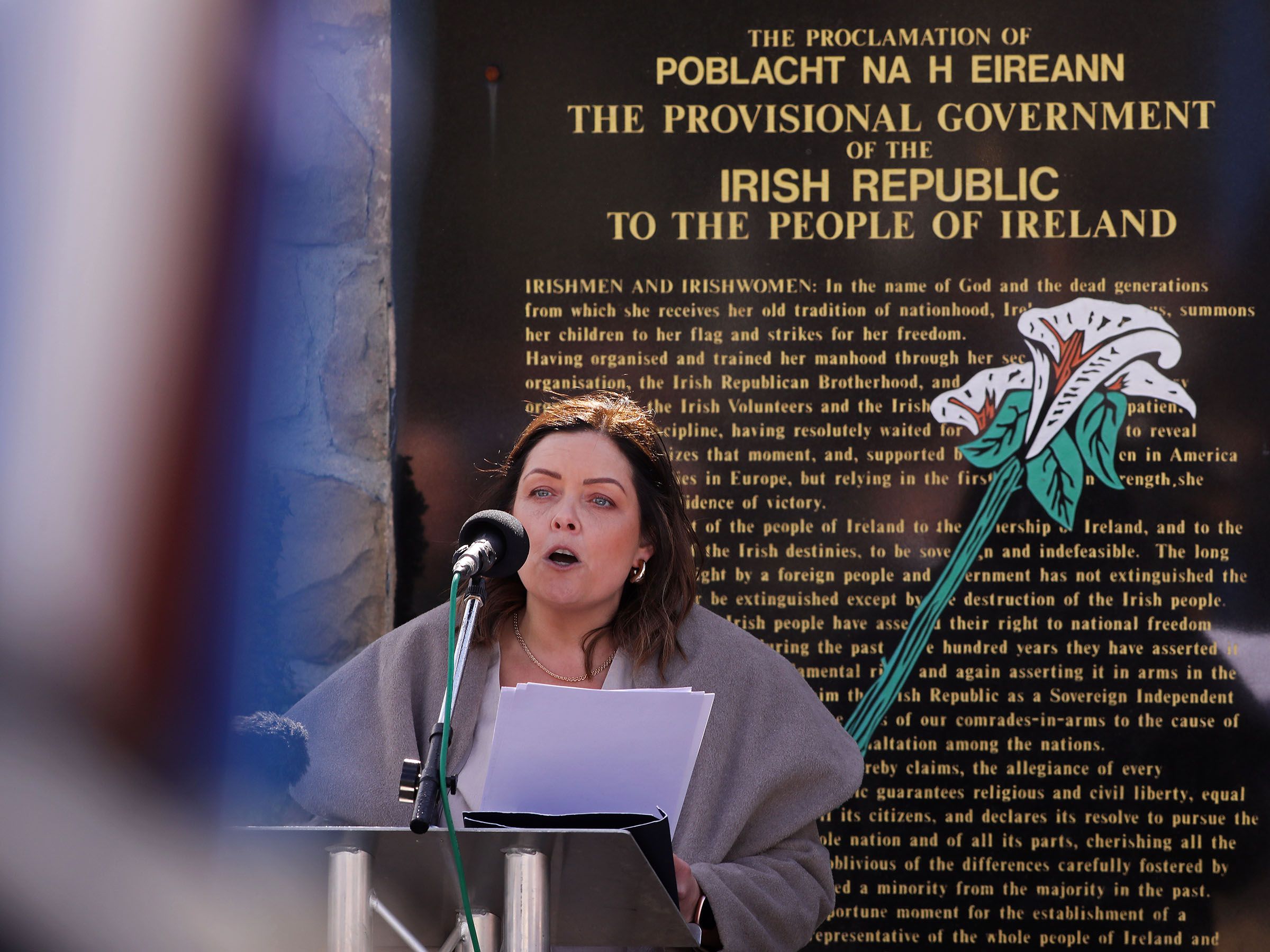 FUTURE: South Belfast MLA Deirdre Hargey speaking at Milltown Cemetery on Easter Sunday