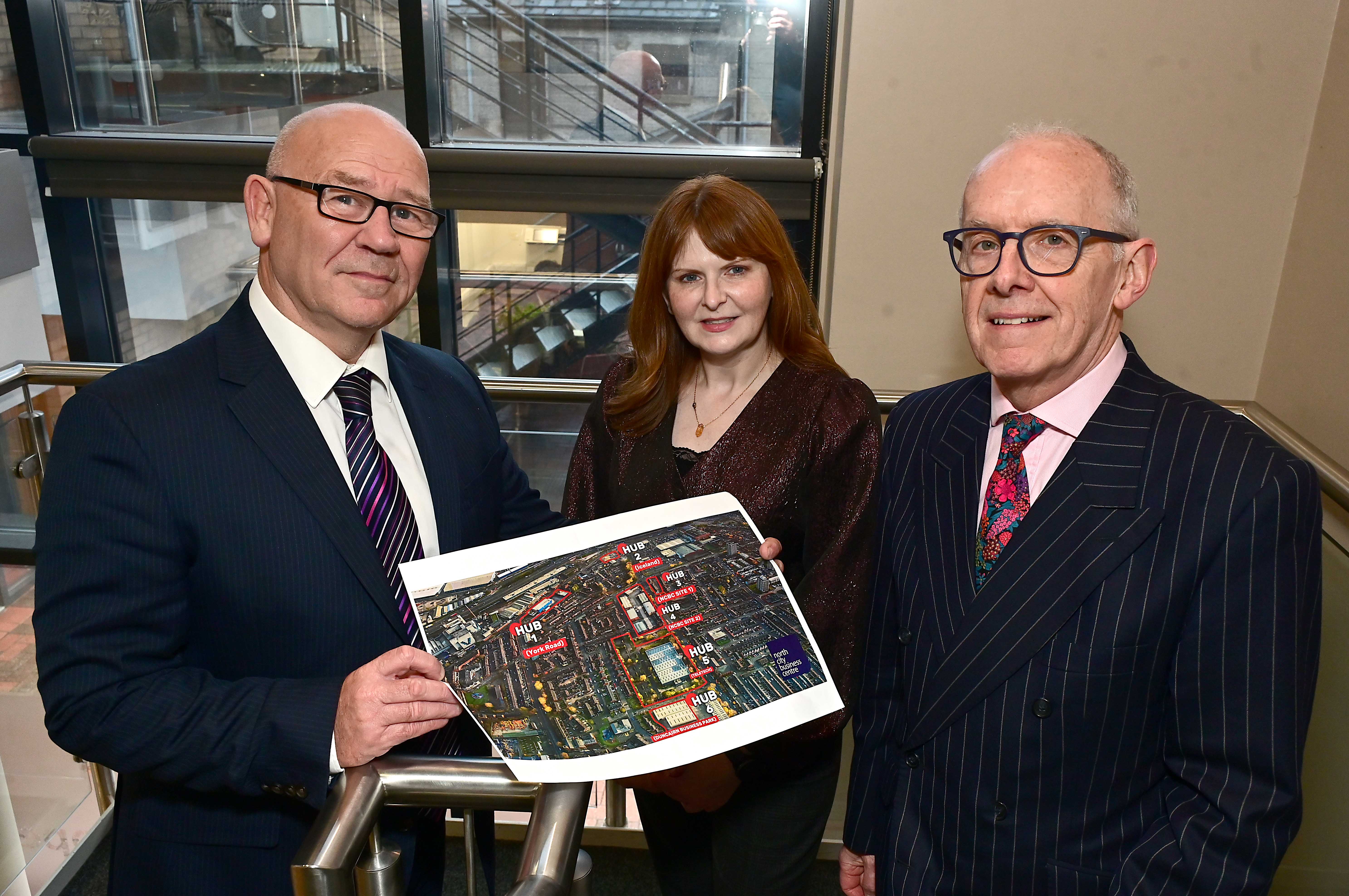 INVESTMENT: North City Business Centre CEO Bill Atkinson, Economy Minister Dr Caoimhe Archibald and North City Business Centre Chairperson David Williamson