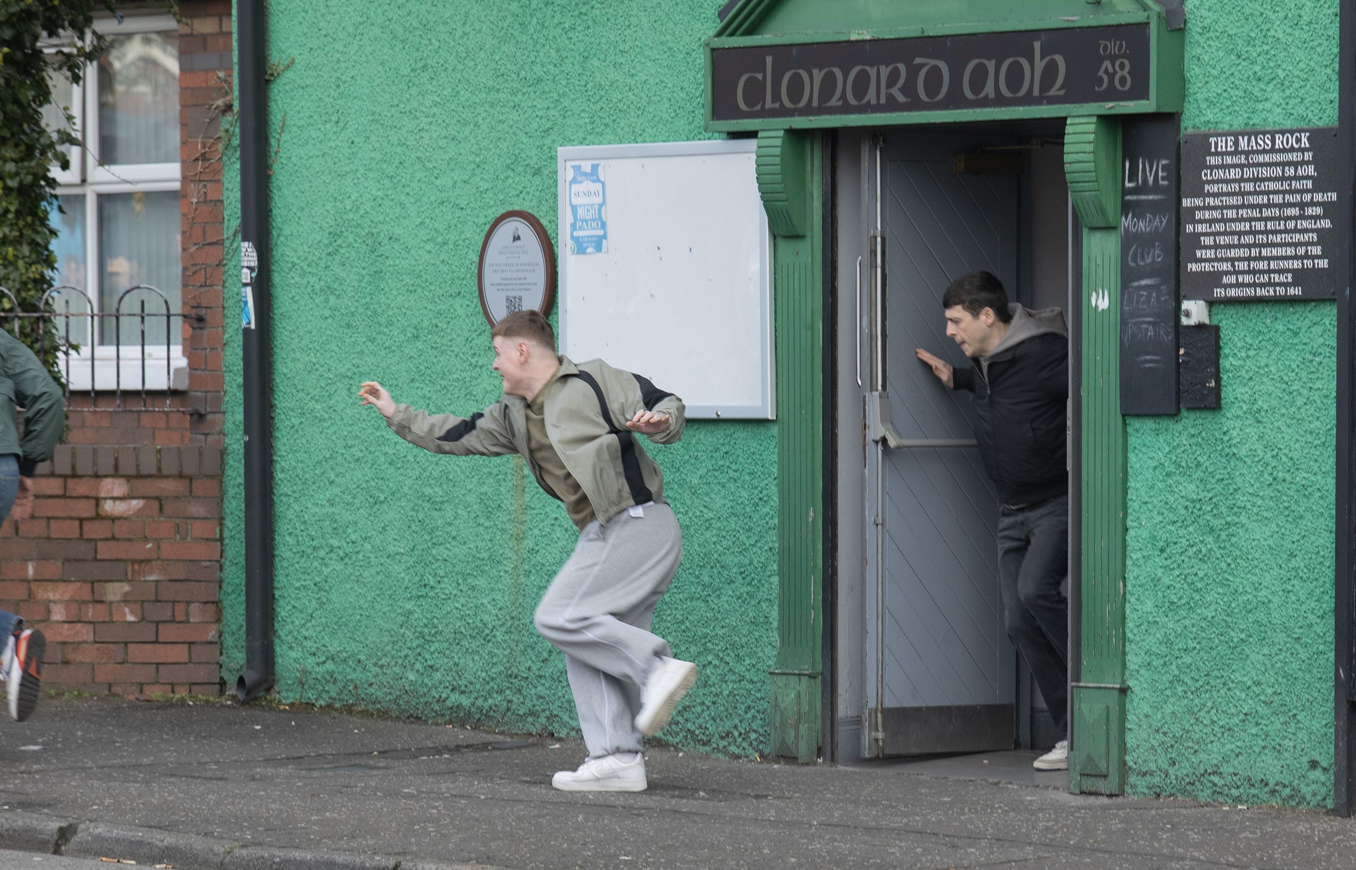 ACTION: A scene being filmed in Clonard Street on Friday morning