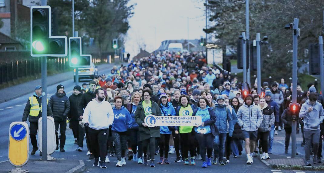 OUT OF THE DARKNESS: The walk took place on Sunday morning from Kennedy Centre to the Dairy Farm