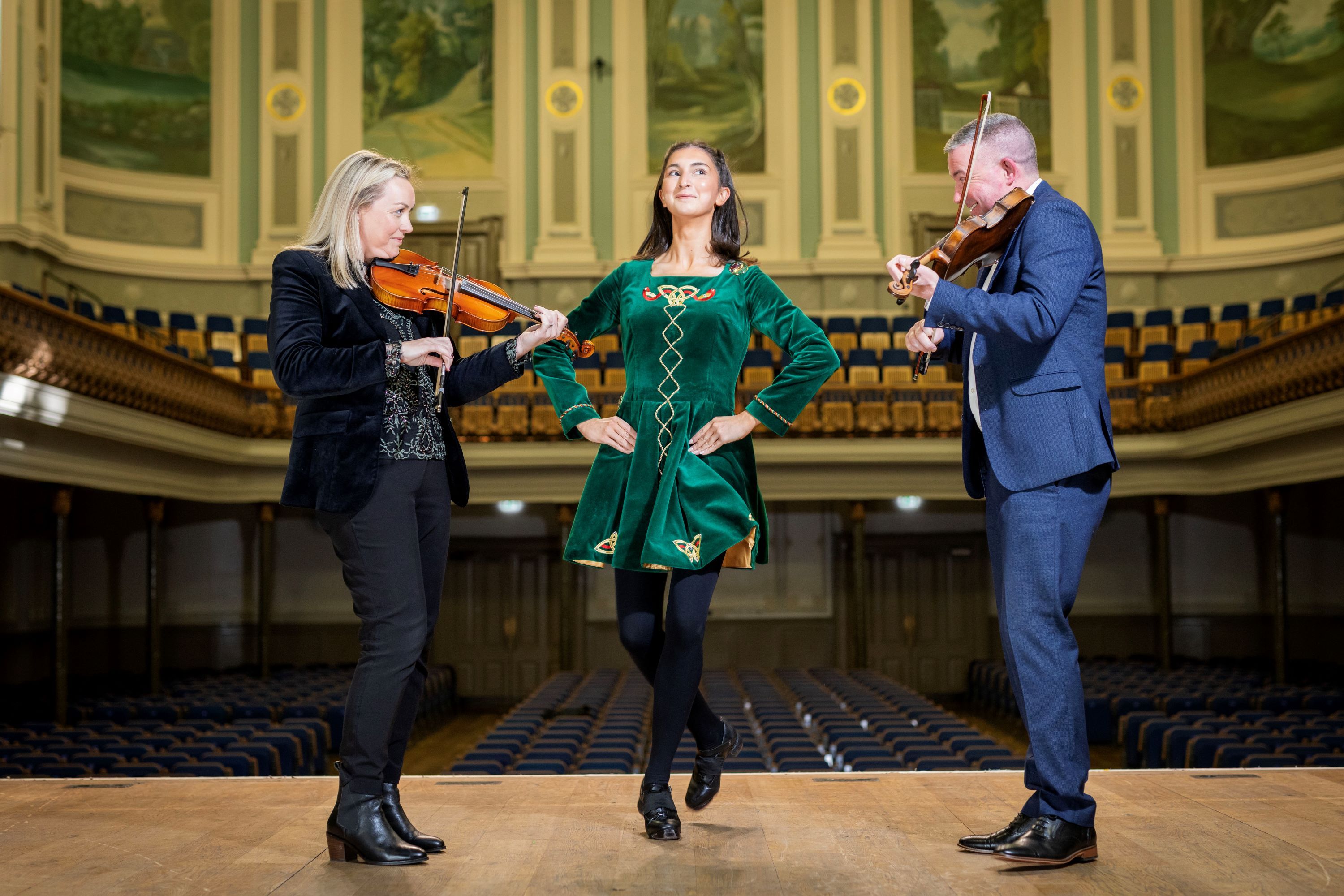 IN TUNE: Bronagh McClean and Niall McClean from Ards CCÉ join dancer Olivia Reid to tune up for this year’s Fleadh Cheoil na hÉireann