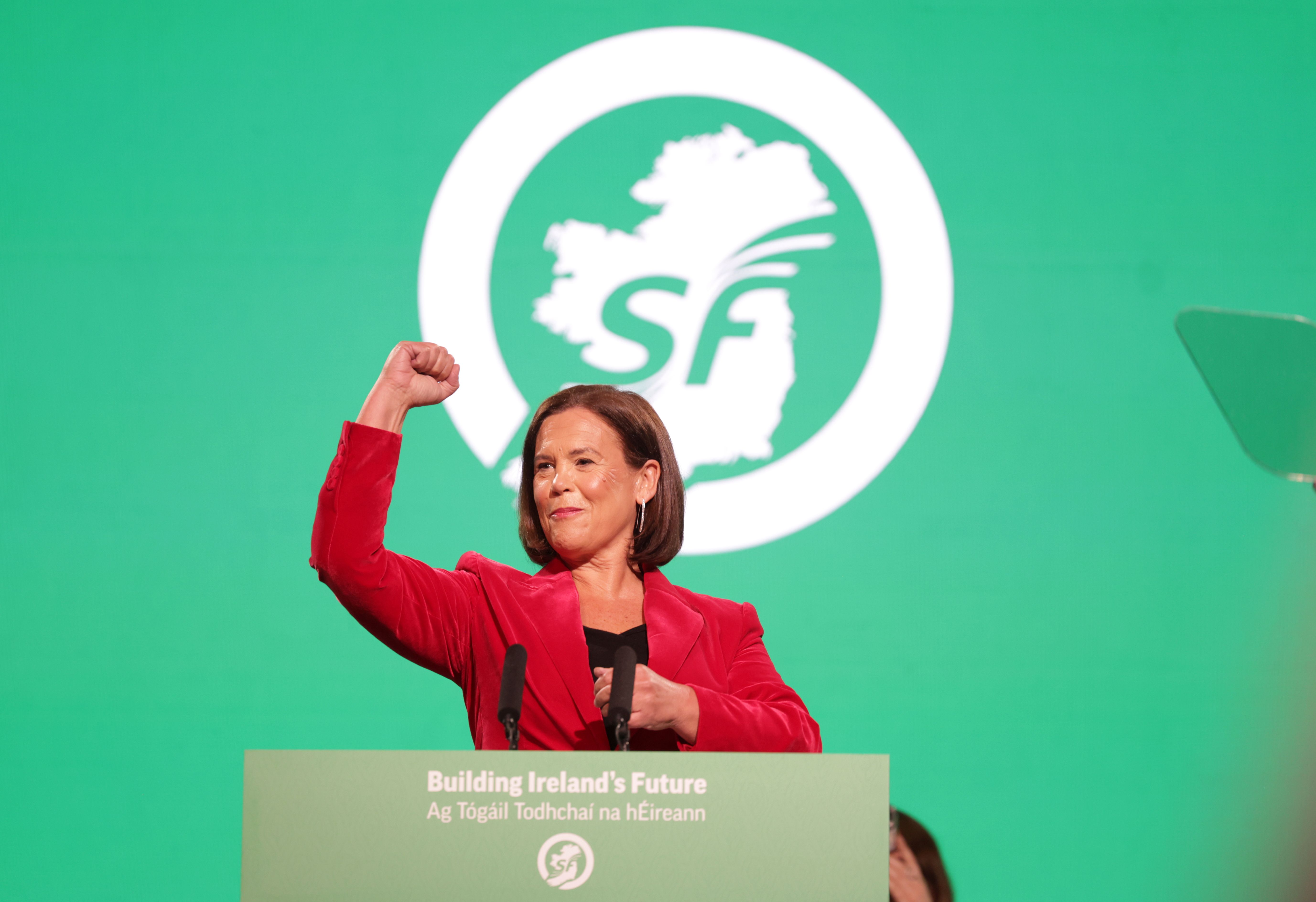 CONFIDENT: Mary Lou McDonald giving her presidential address on Saturday
