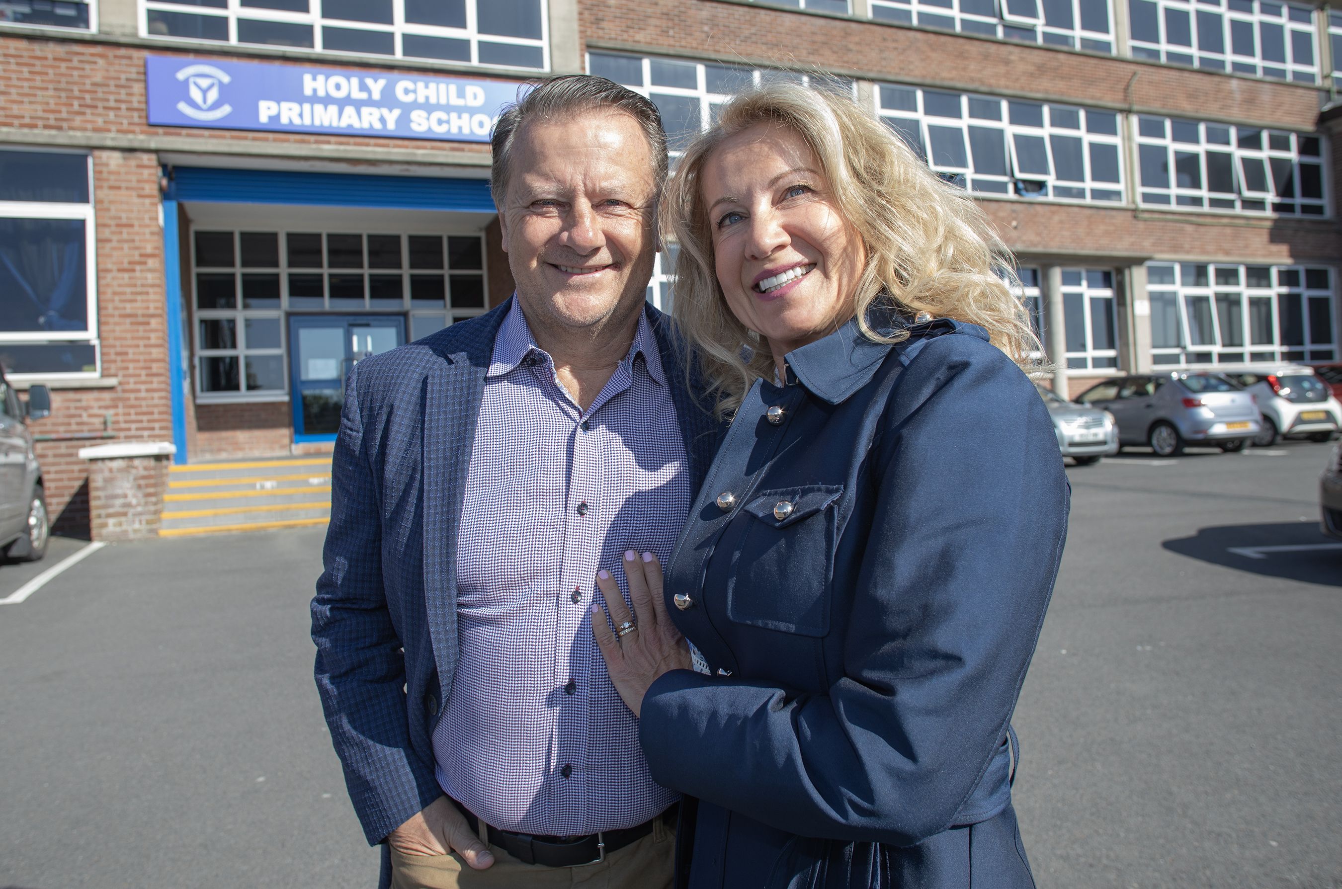 HOME VISIT: Mark Purdy and wife Emma at Holy Child Primary School