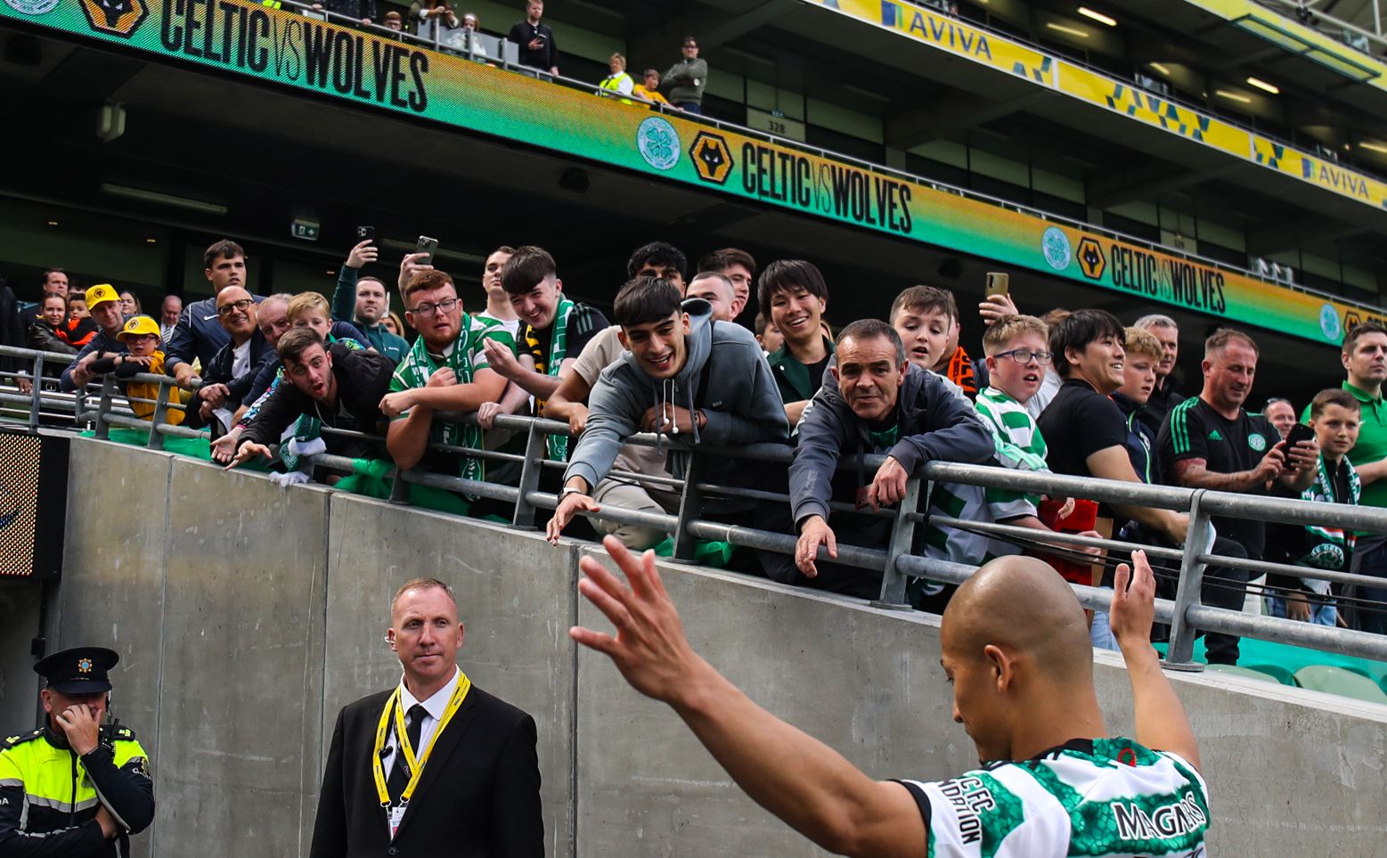 HERO: Daizen Maeda is back in the grove and receving the love of Celtic fans, just like back in the Aviva Stadium in Dublin in 2023 