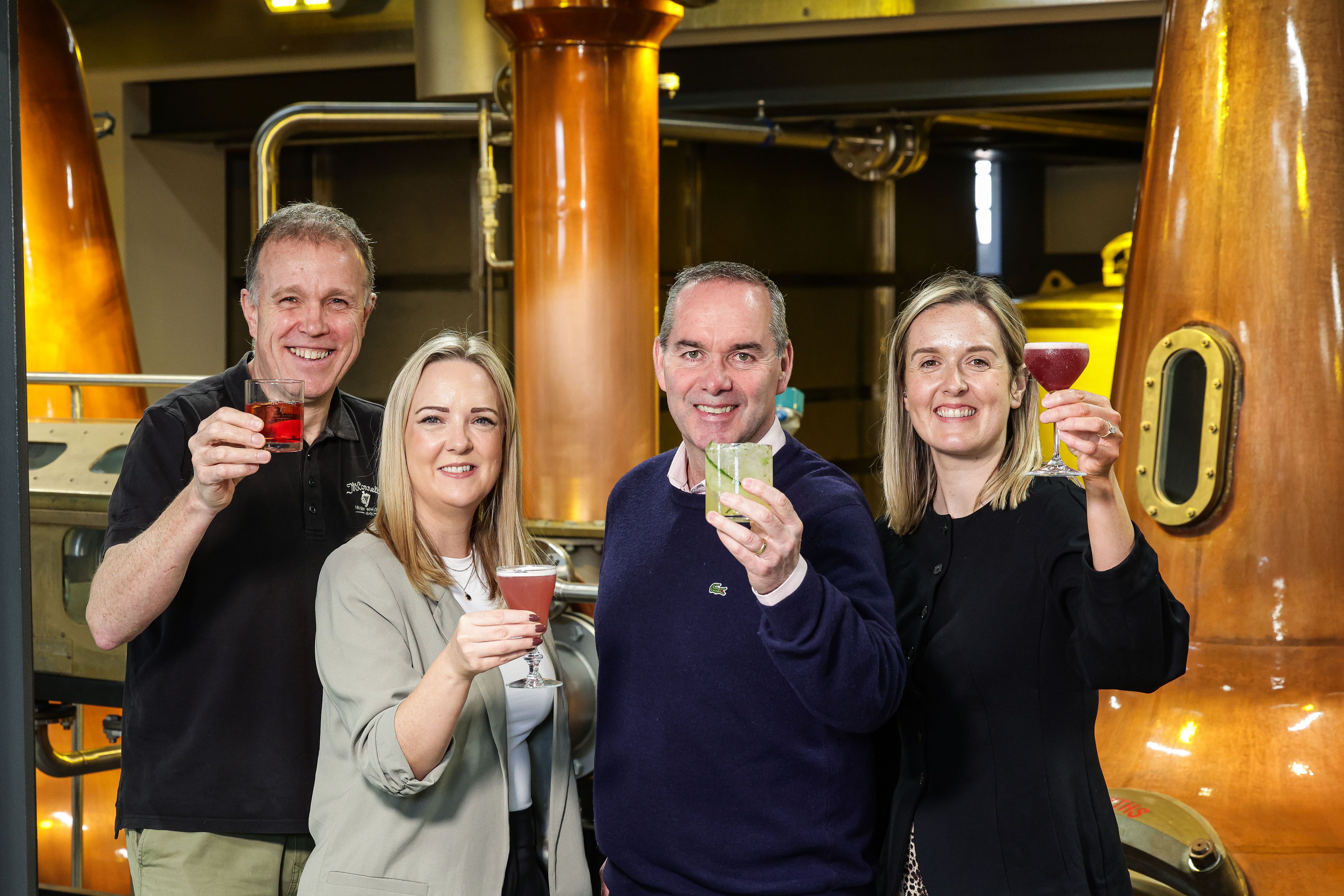 SLÁINTE: Graeme Millar, Maeve Hawkins, John Kelly from McConnell\'s Whisky and Gemma Gibson from Visit Belfast