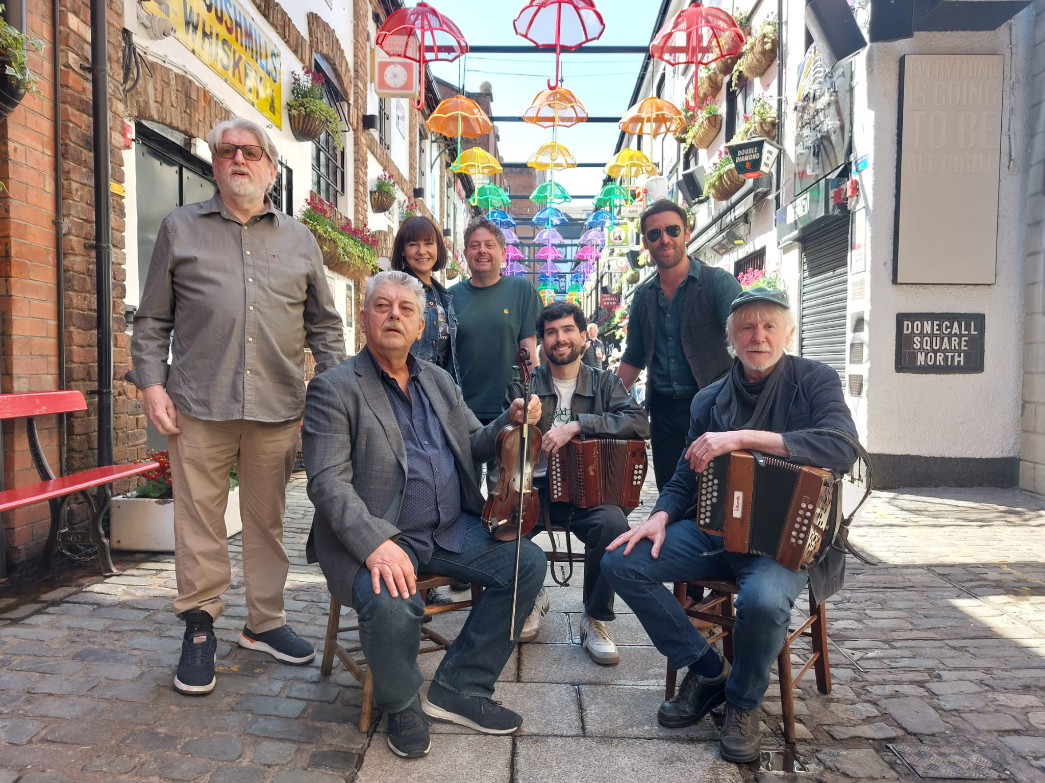 NOT TO BE MISSED: Cast and production staff from The Blind Fiddler from today\'s launch in Belfast