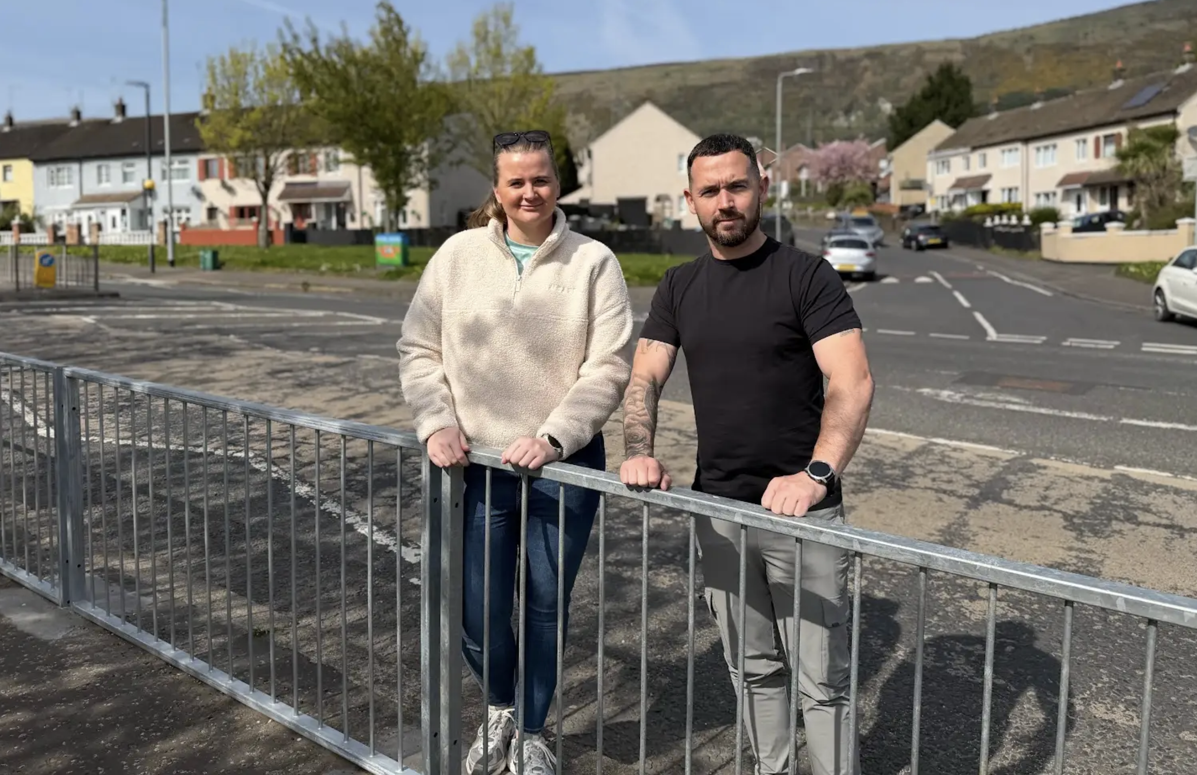 SWIFT ACTION: Aisling Reilly MLA and Cllr Michael Donnelly at the safety barriers