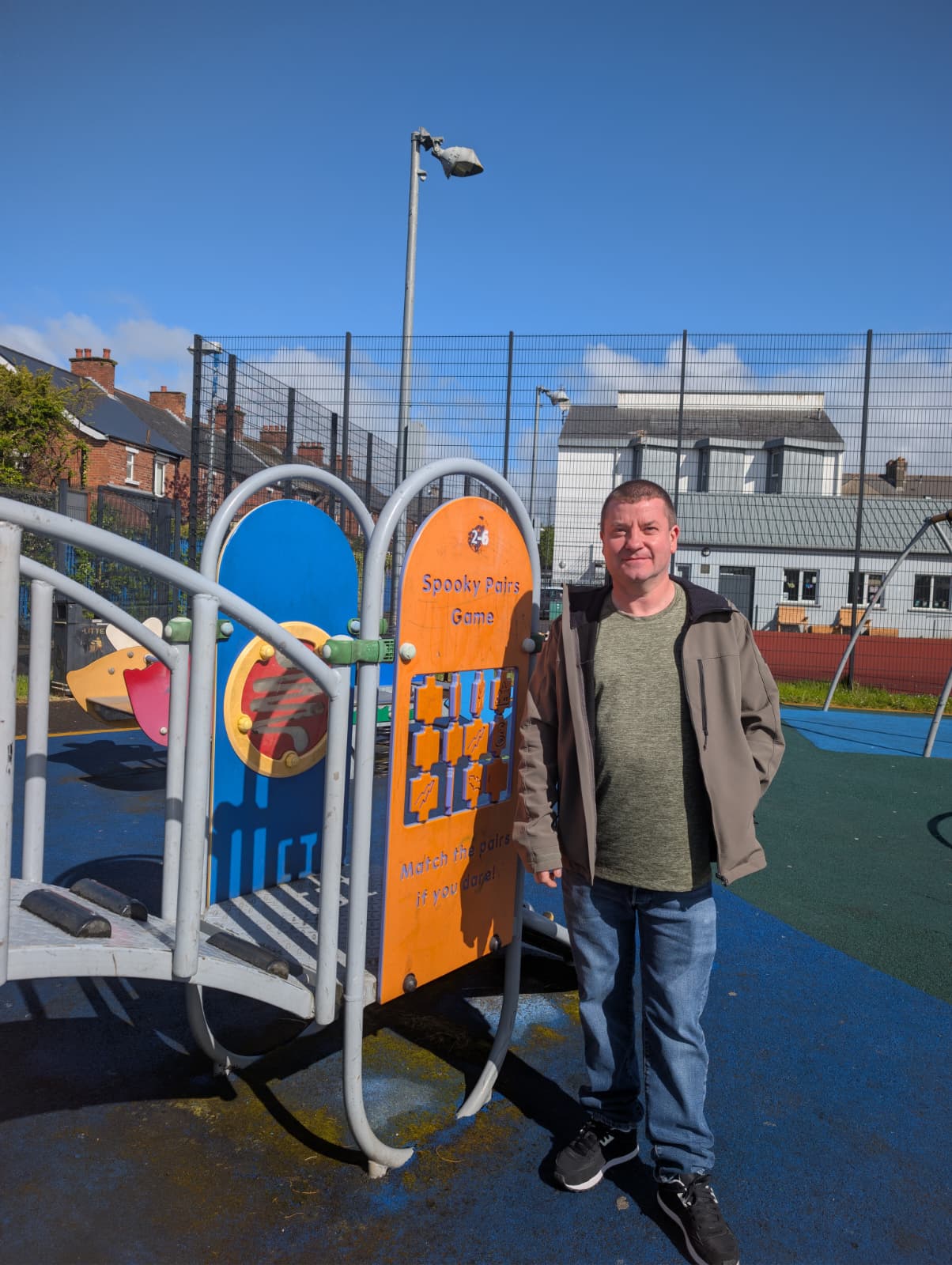 WELCOME: Sinn Féin councillor Ciarán Beattie at Willowbank playground