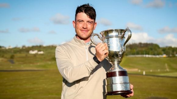CHAMP: Dylan Keating pictured with the trophy at Down Royal Portrush