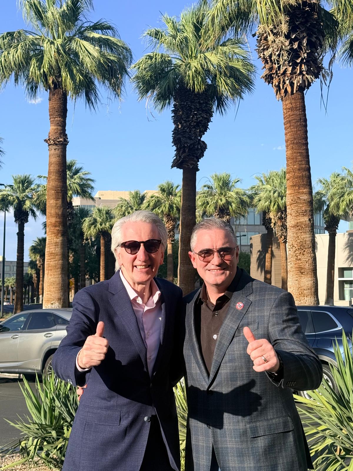 LAS VEGAS LINKS:  President of the International Fire Fighters Association Ed Kelly with the author