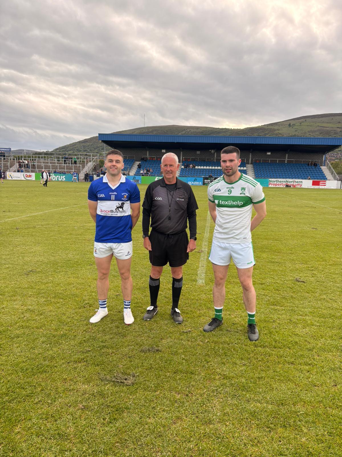 HEAD TO HEAD: St John\'s captain Paddy McBride and Glenravel captain Eamonn Ward ahead of the game