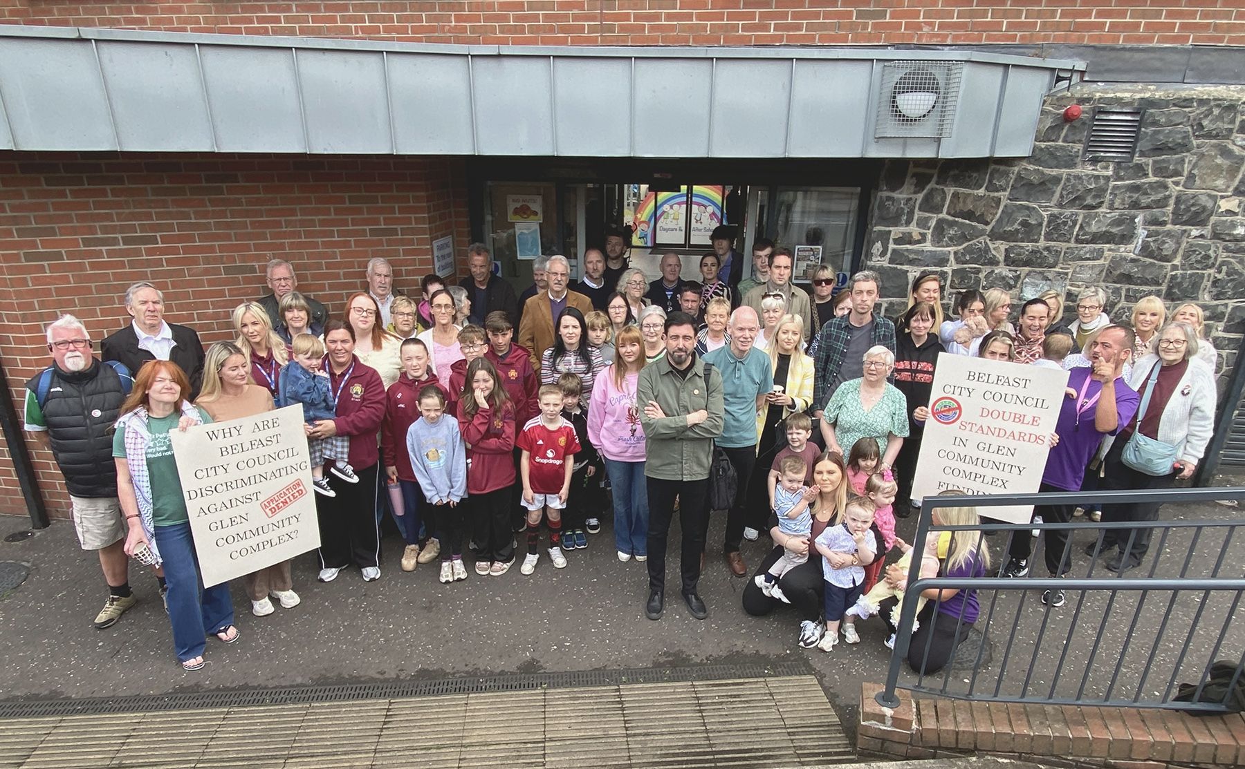 PROTEST: Support outside the Glen Community Complex on the Suffolk Road on Friday