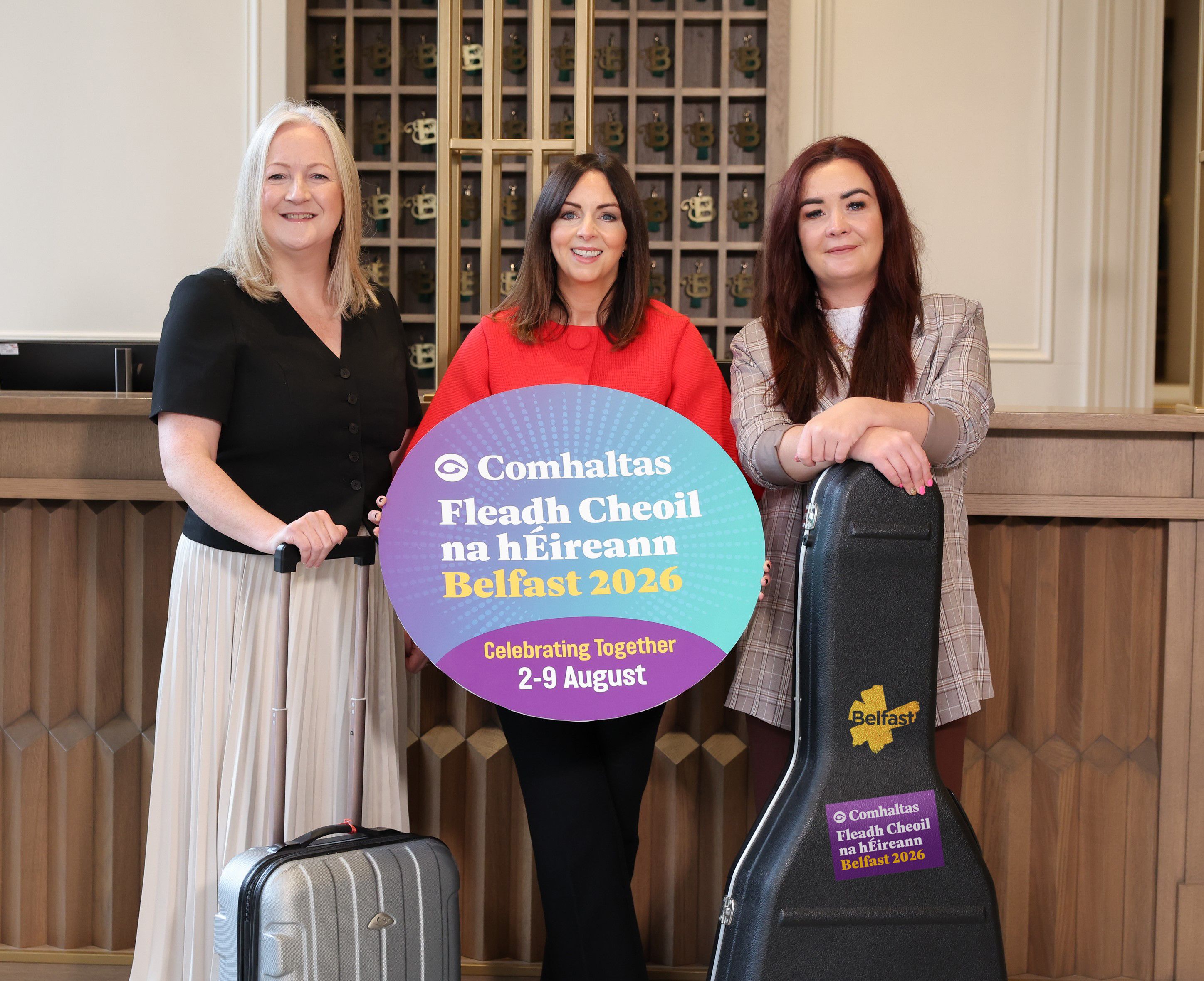 FÁILTE: Áine Kearney, Director of Events at Tourism Northern Ireland, Rachael McGuickin, Deputy Chief Executive of Visit Belfast, and Councillor Natasha Brennan,Chair of Belfast City Council’s Strategic Policy and Resources Committee