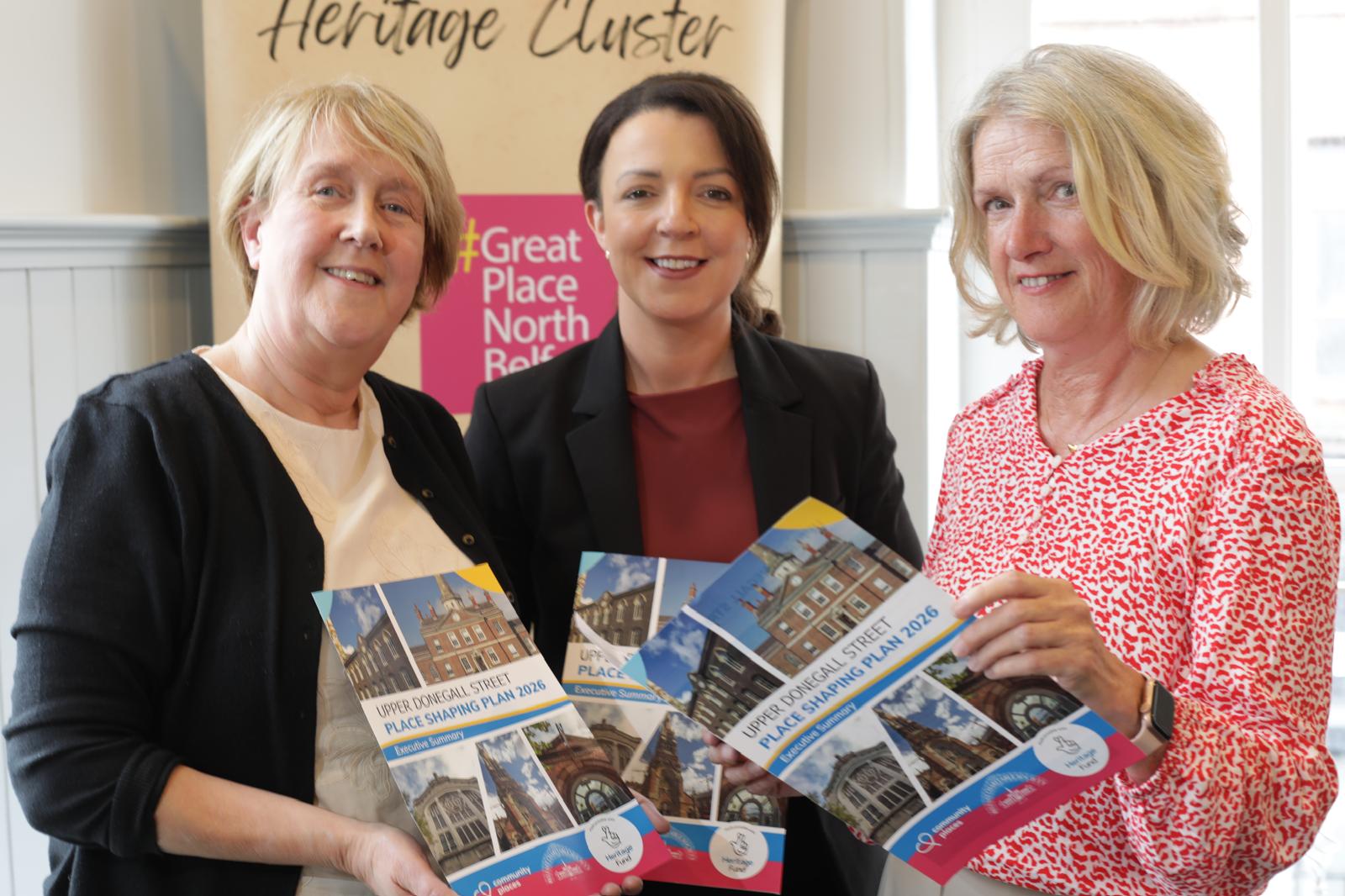 VISION: Paula Reynolds (CEO of Belfast Charitable Society and Chair of NB Heritage Cluster), Infrastructure Minister Liz Kimmins, and Olive Hill (Committee Member The National Lottery Heritage)