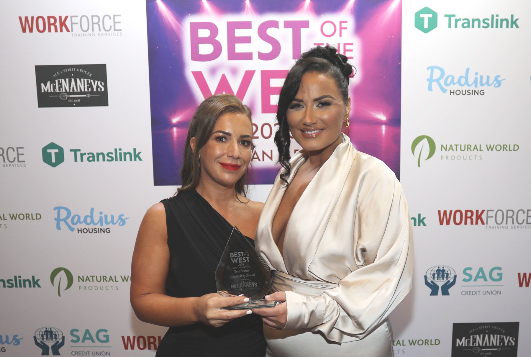 BEST BEAUTY SALON: Sinead Crawford from Amethyst by Sinead with Grace McGarry from sponsors McEnaney's