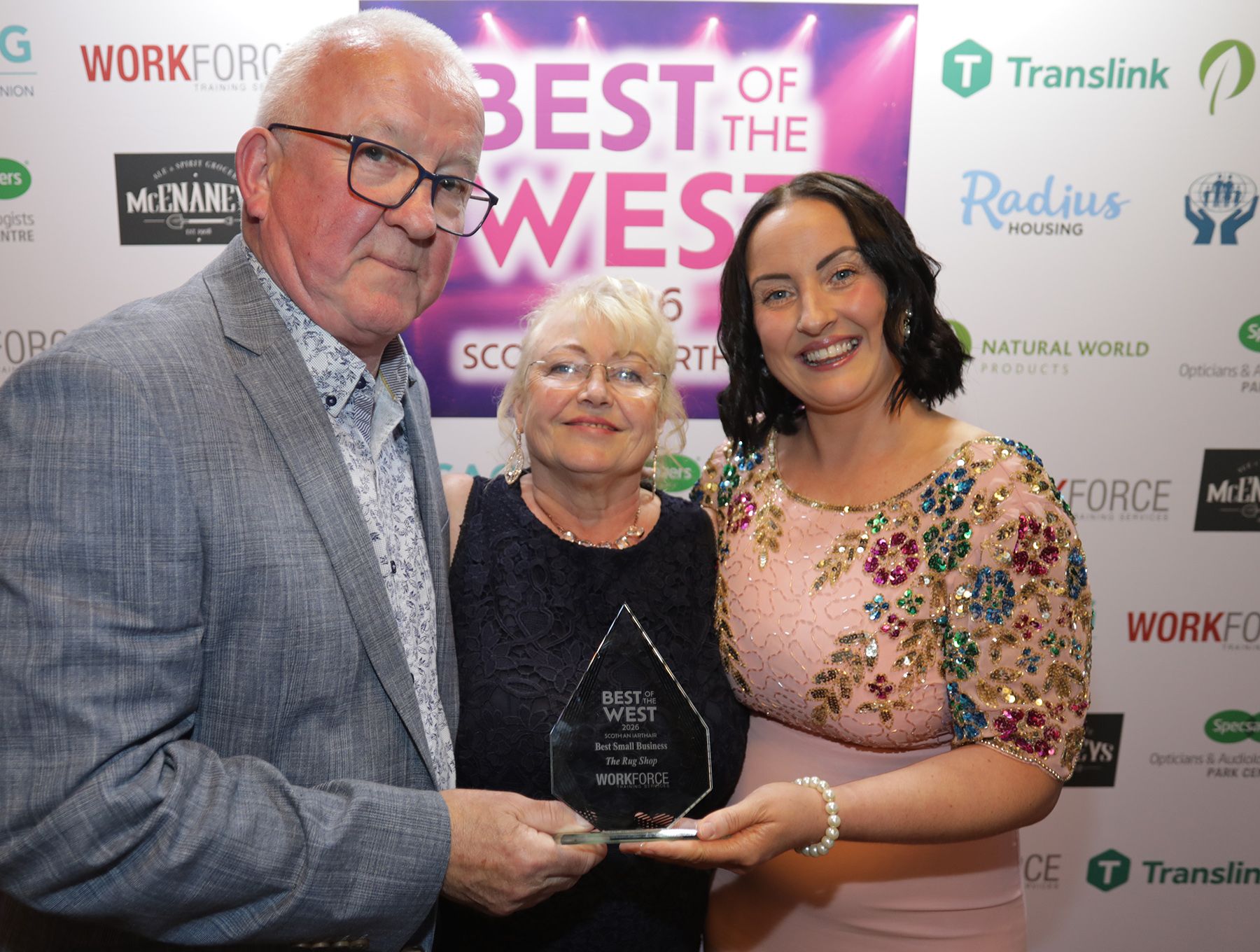 BEST SMALL BUSINESS: The Rug Shop- pictured is Dermot Bailey, Christine Bailey and Christine Bailey
