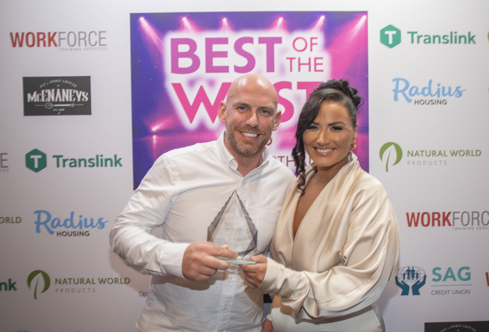 BEST TANNING SALON: Liam Brown from Tropical Heat Sunbeds with Grace McGarry from sponsors McEnaney's
