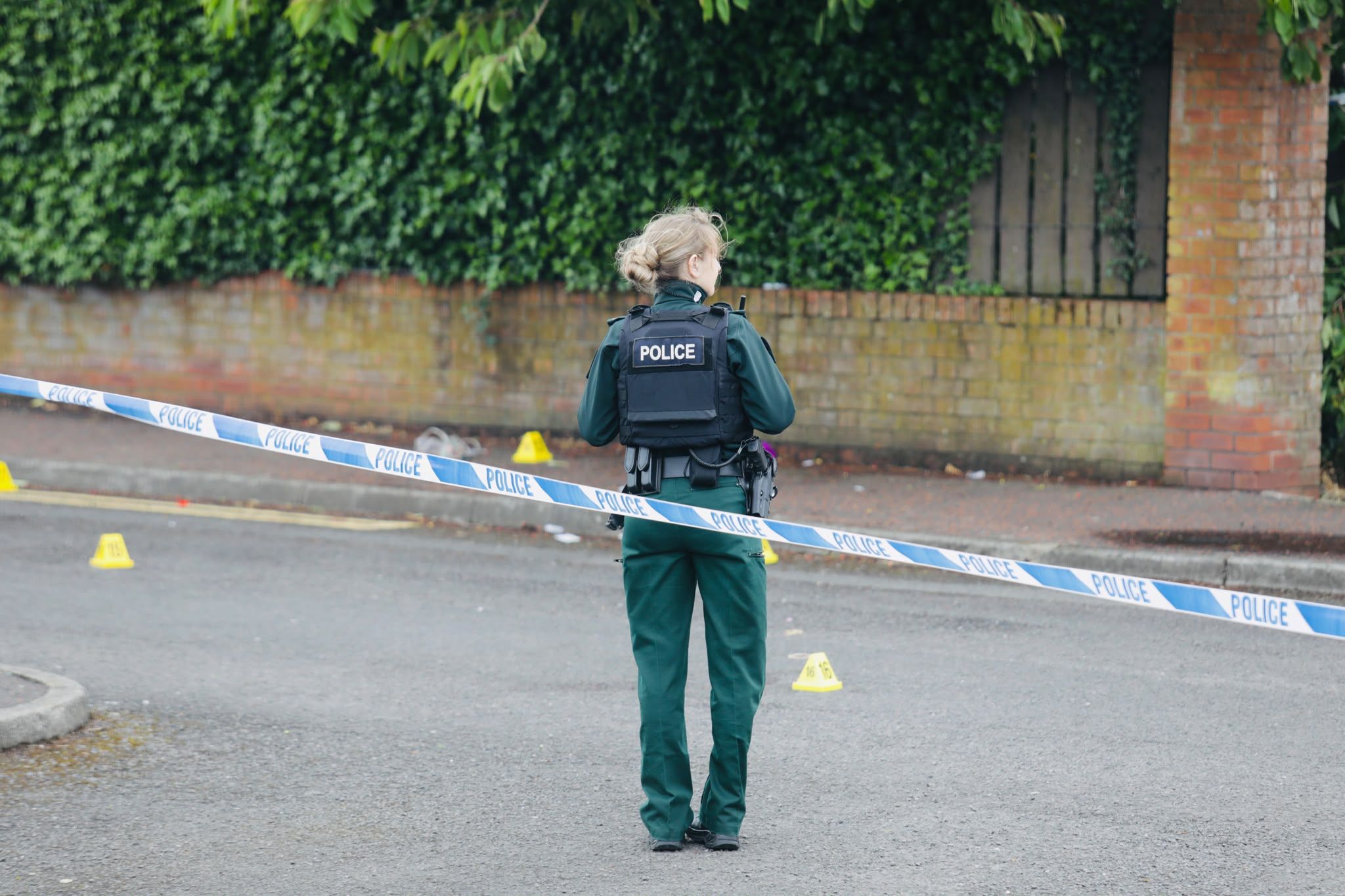 CORDONED OFF: Police at the scene at Kinnaird Avenue on Tuesday morning