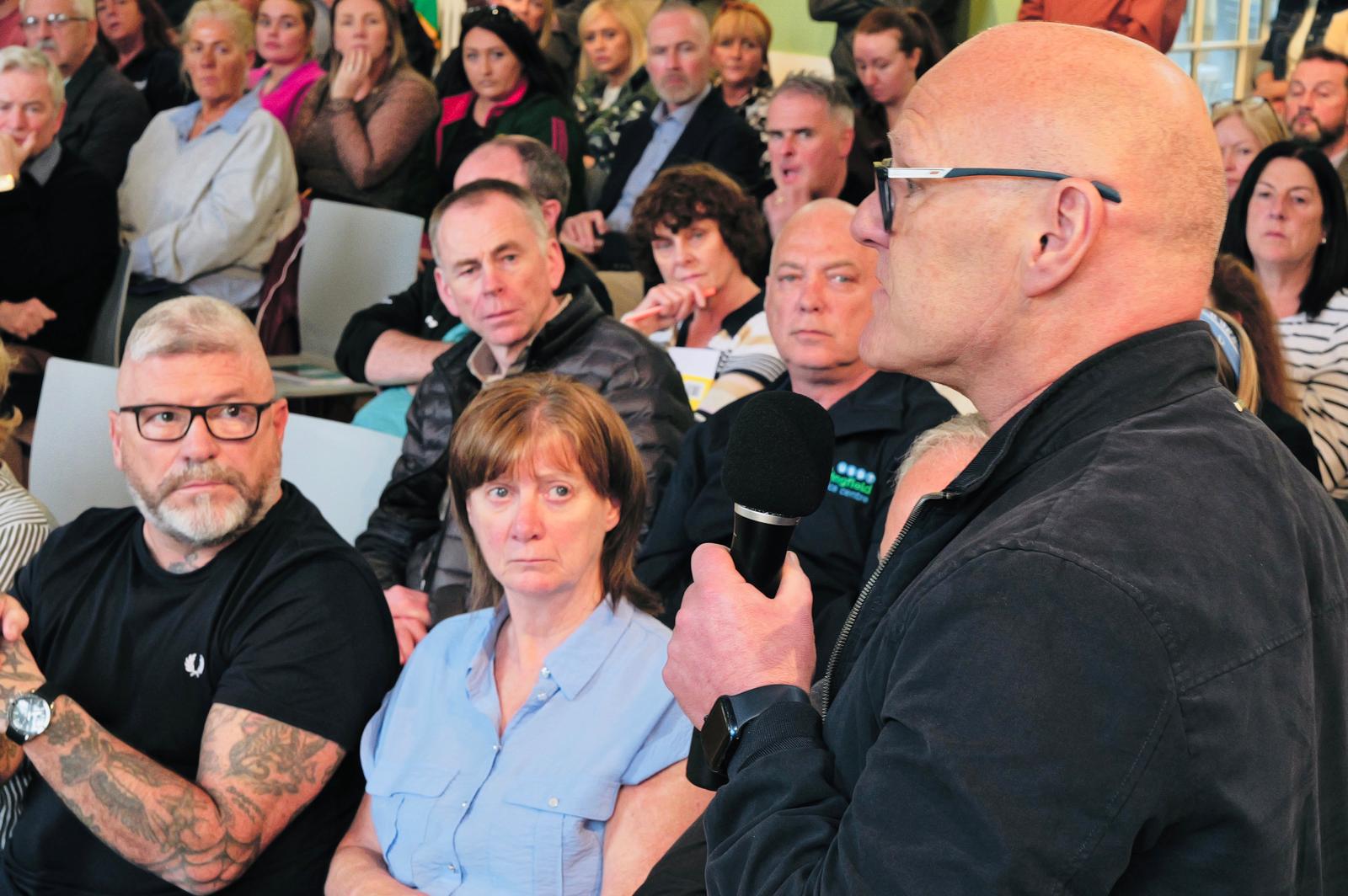 MESSAGE: West Belfast MP Paul Maskey speaking at the event in St Comgall\'s this afternoon