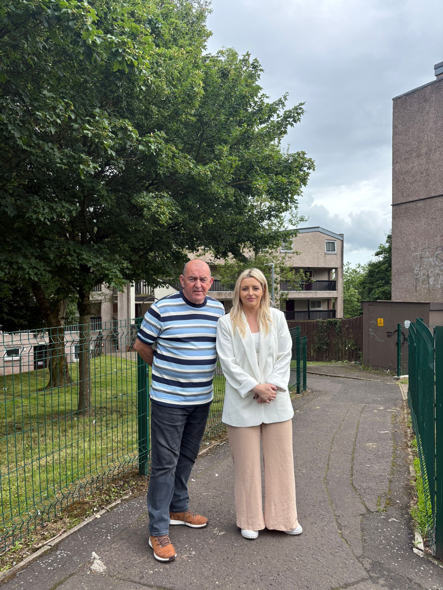 CONCERNS: Councillor Arder Carson and Órlaithí Flynn MLA at Carrigart Flats