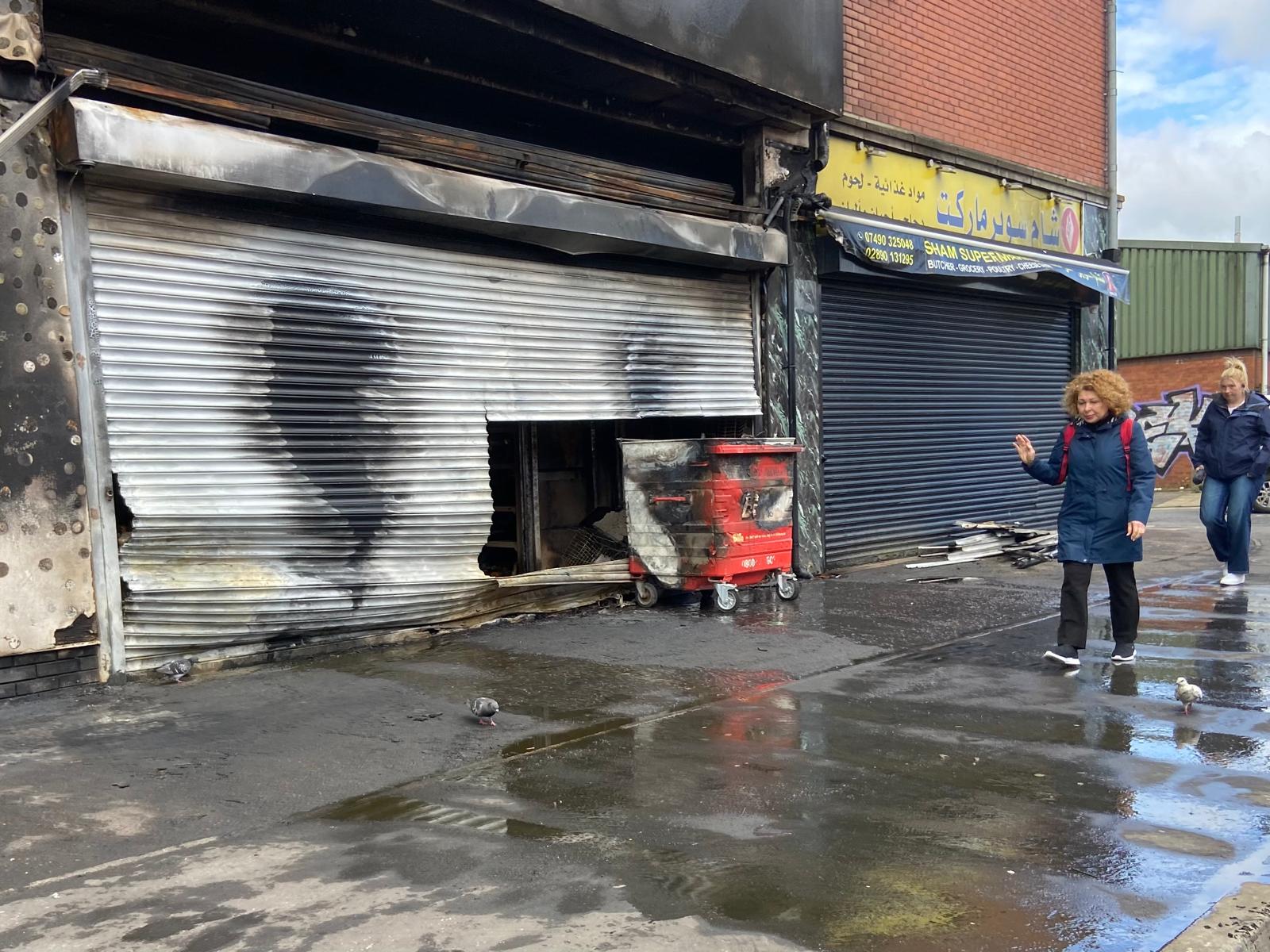 ARSON: A Sandy Row shop belonging to a member of our ethnic minority community which, the PSNI say, wasn\'t torched by loyalist paramilitaries during last week\'s upsurge in racist attacks. 