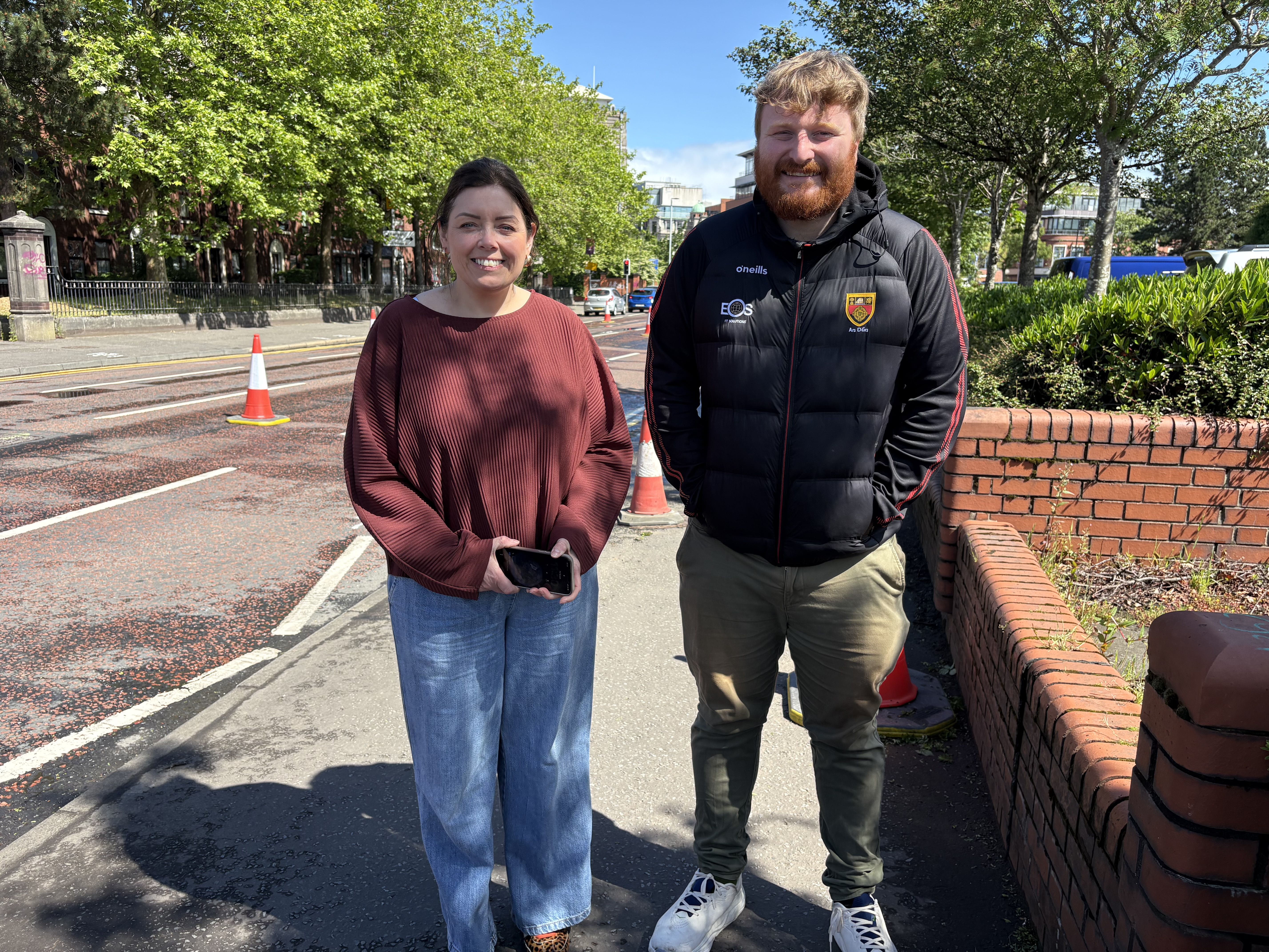 WELCOME: Deirdre Hargey MLA Deirdre Hargey and Councillor Conor McKay on Cromac Street