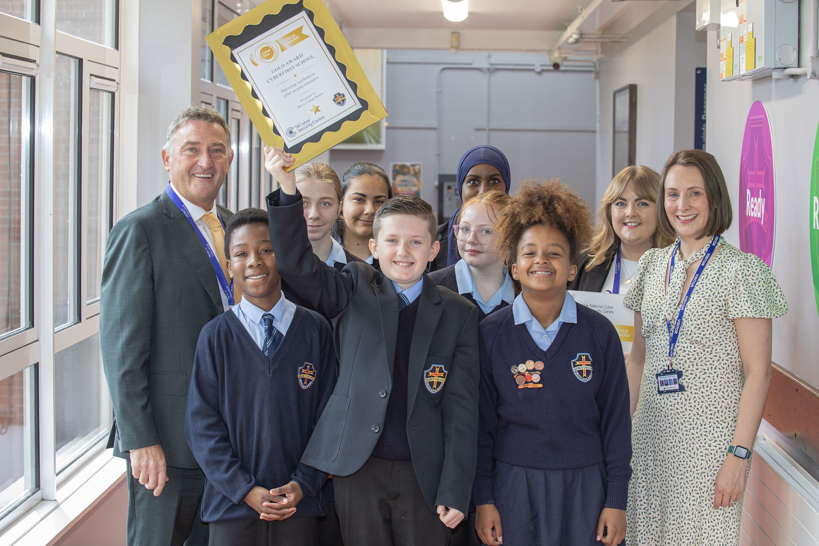 GOLD MEDAL: Celebrating their CyberFirst award at Mercy College