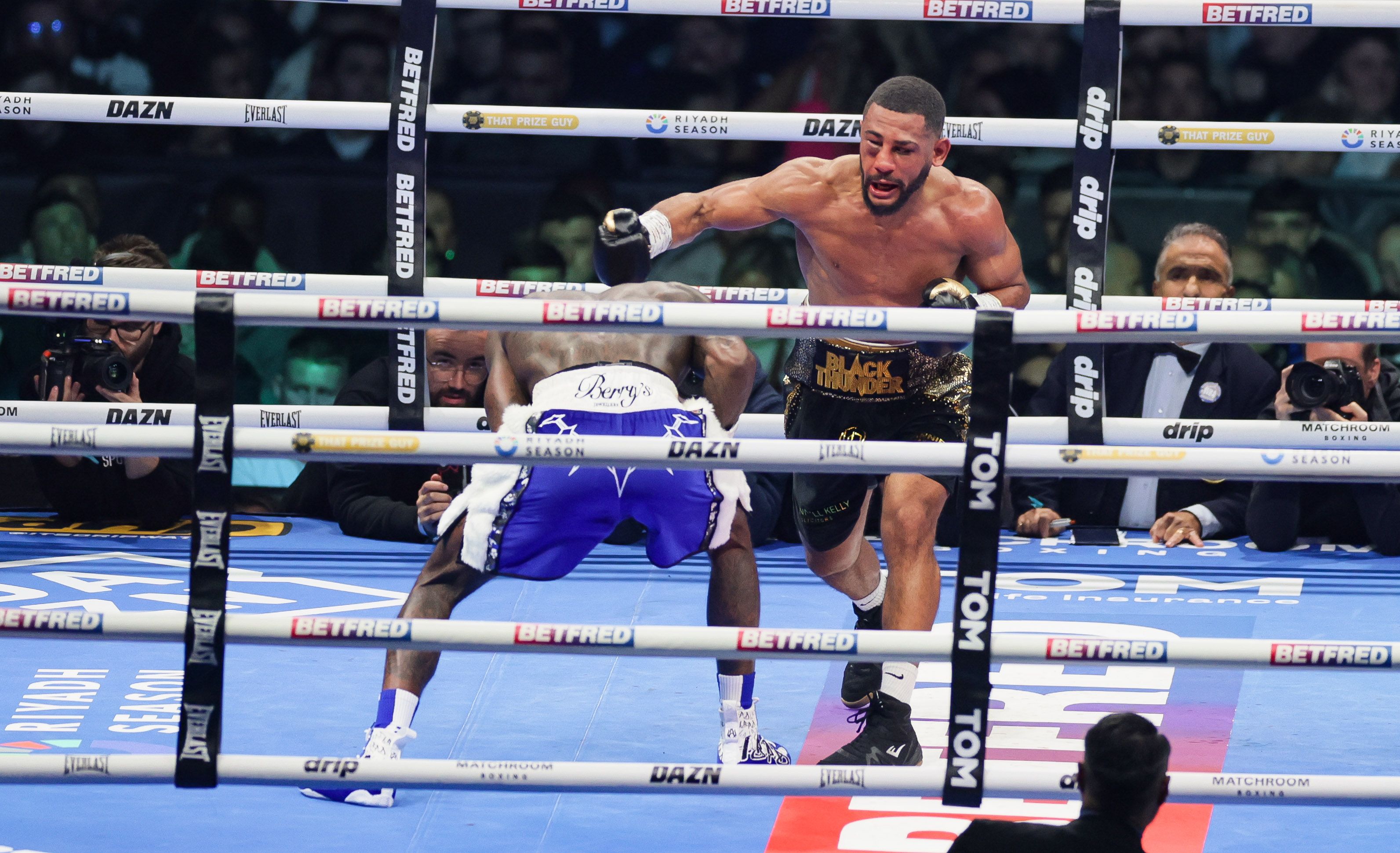 BIG PUNCH: Agyarko in action last September 