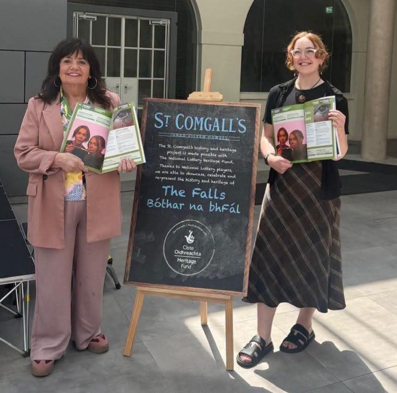 PERSONAL STORIES: Playwright Bernadette MacFarland with St Comgall’s events officer Michelle Maguire