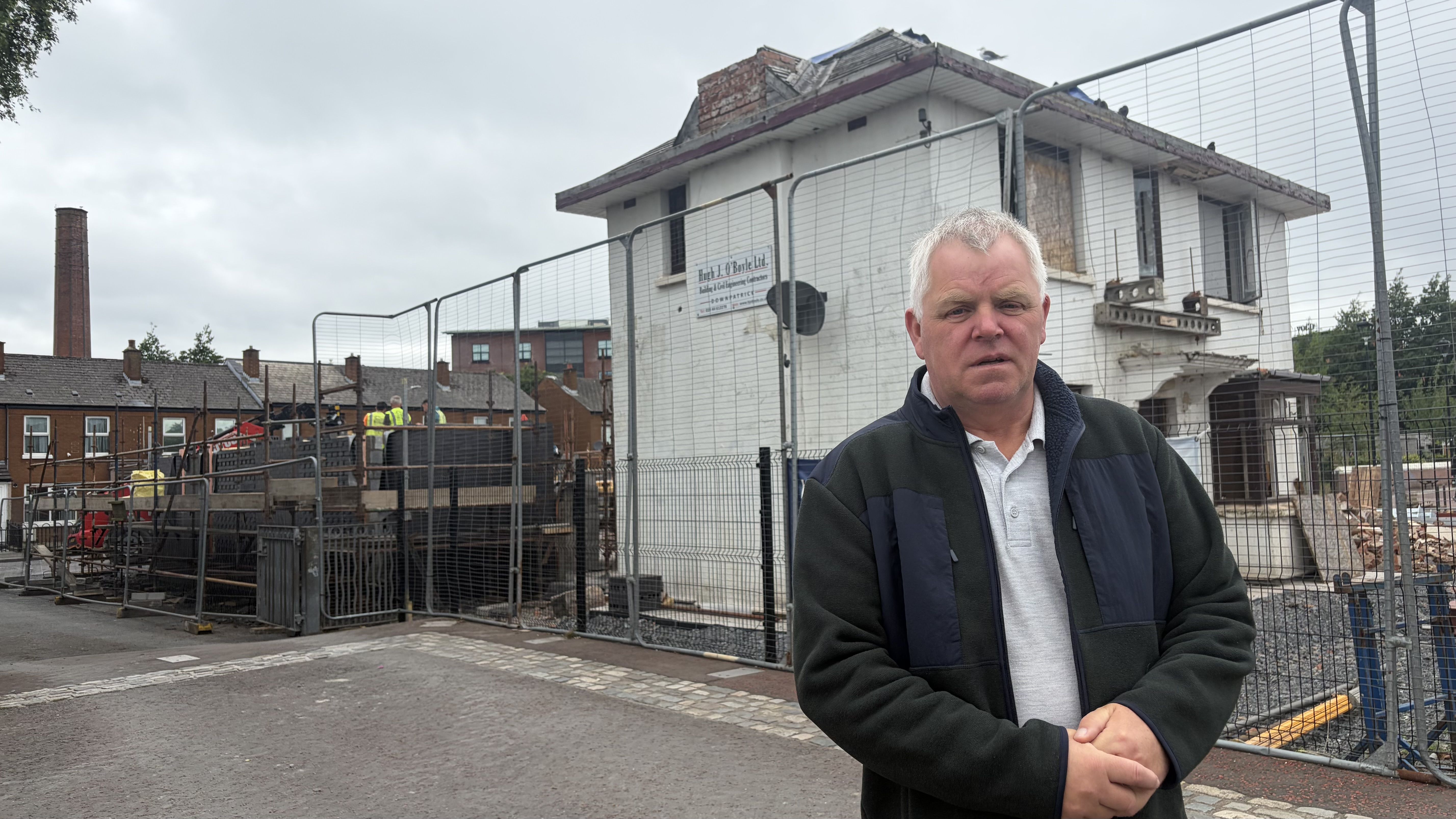 NEW ERA FOR LOWER ORMEAU: Gerard Rice outside the Murray Lock House as construction continues