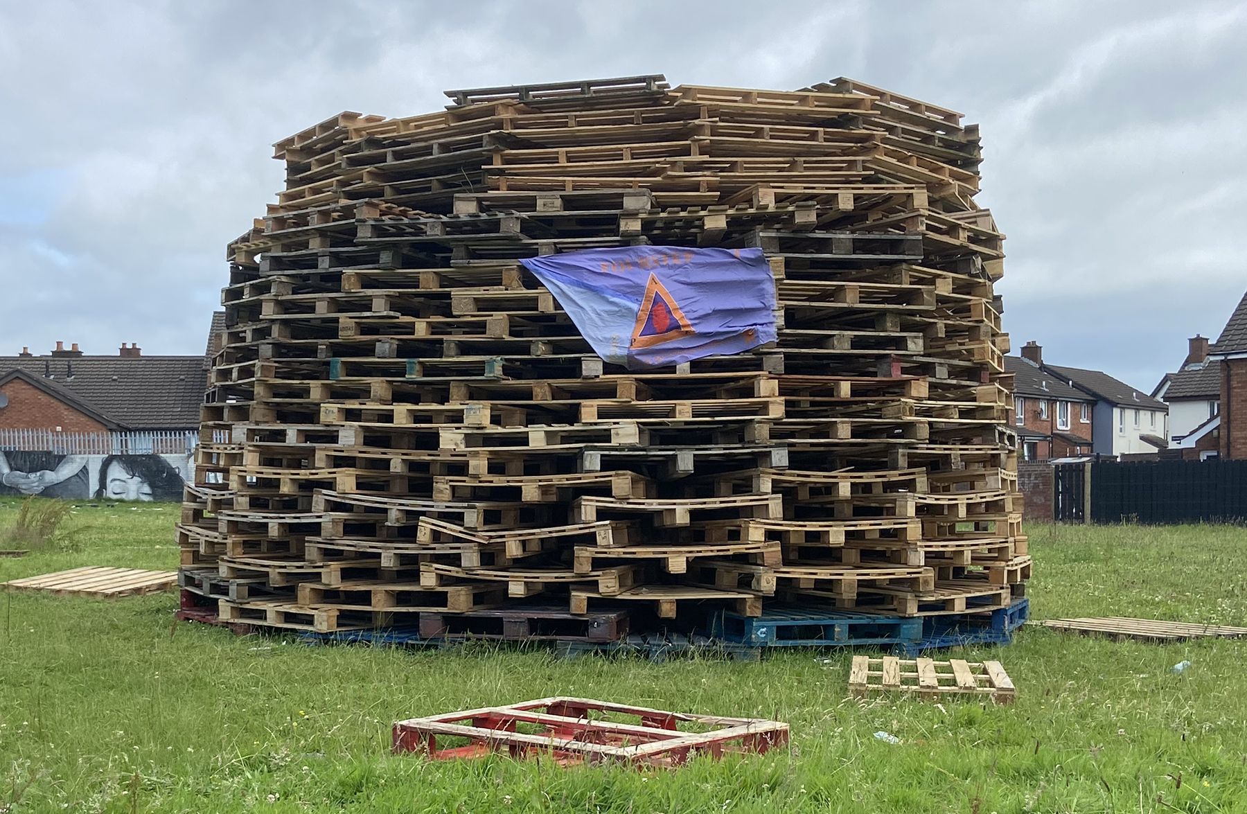 BANNER: The PAF banner on the Cupar Way bonfire 